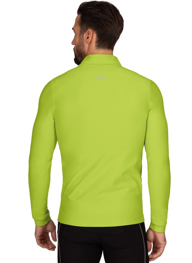 Trigema Sweatshirt TRIGEMA Langärmeliges Sportshirt Schwinge Reißverschluss, im Reflektierende Nacken TRIGEMA mit
