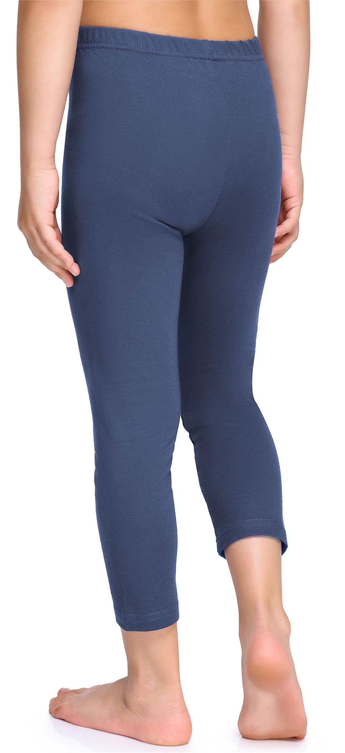 Merry Style Leggings elastischer Leggings Capri Mädchen (1-tlg) 3/4 MS10-226 Jeans Bund aus Baumwolle