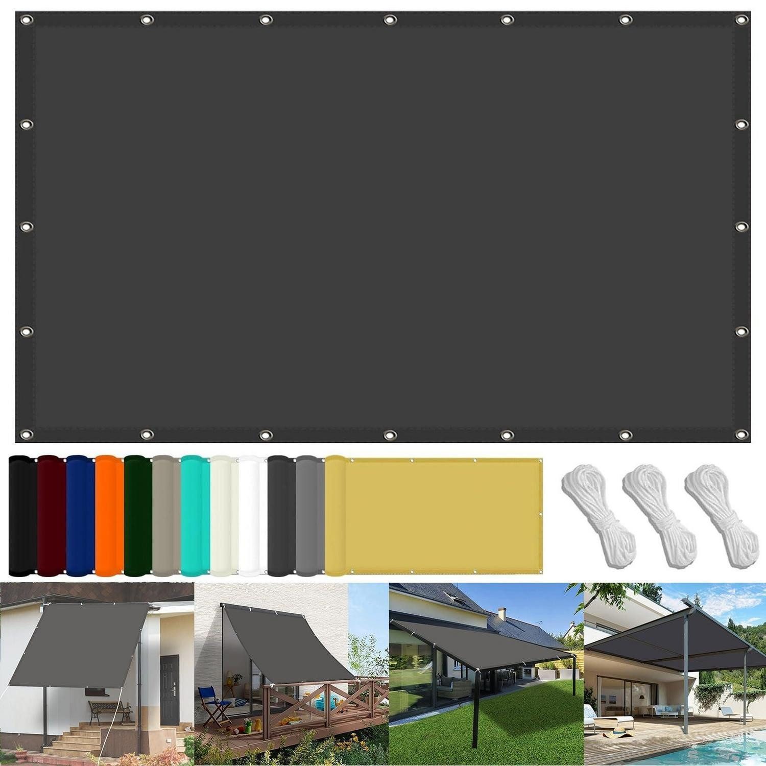 LuxusKollektion Sonnensegel Sonnensegel Wasserdicht 150x200cm Dunkelgrau