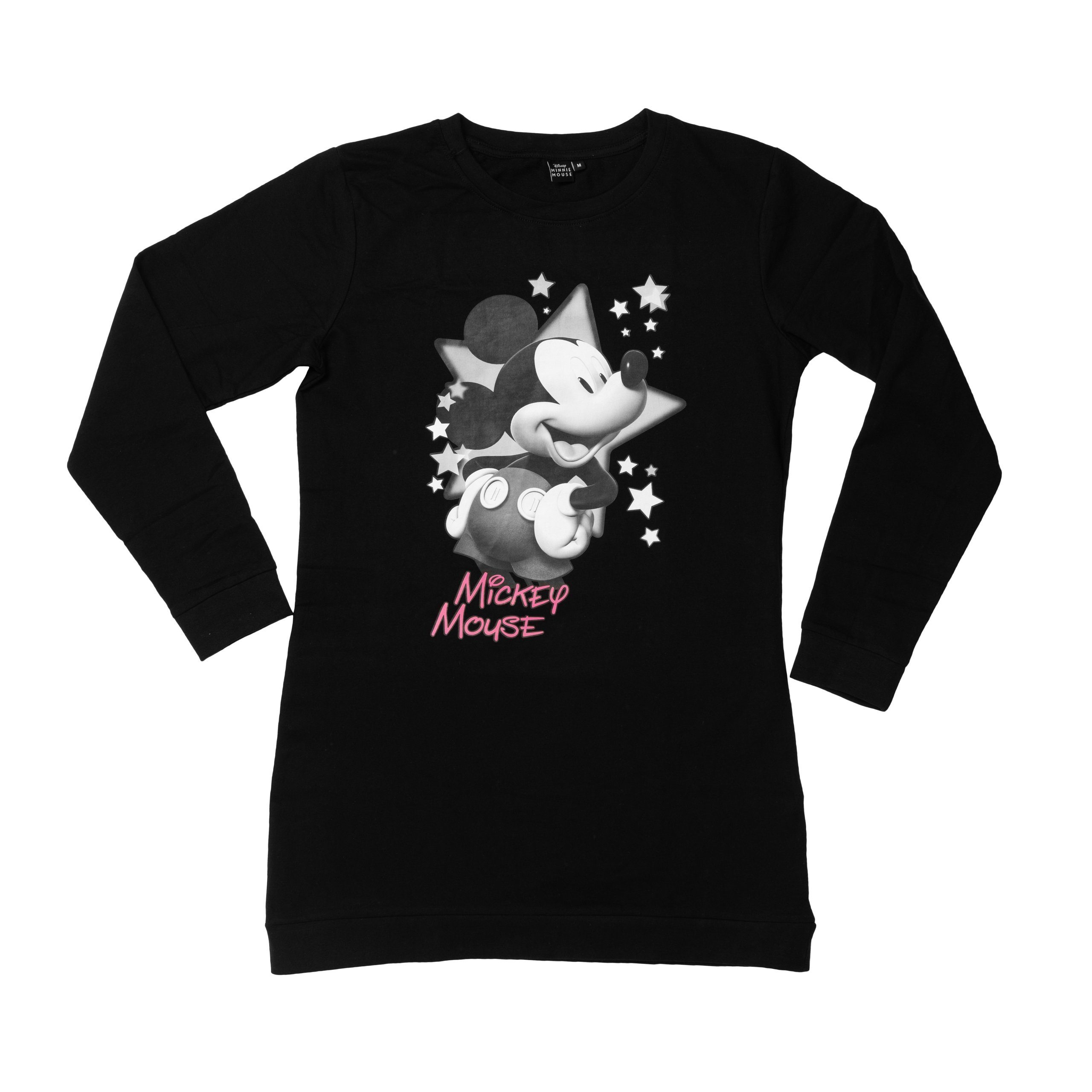 United Labels® Nachthemd Disney Mickey Mouse Nachthemd für Damen  Schlafshirt Pyjama Langarm Oberteil Schwarz