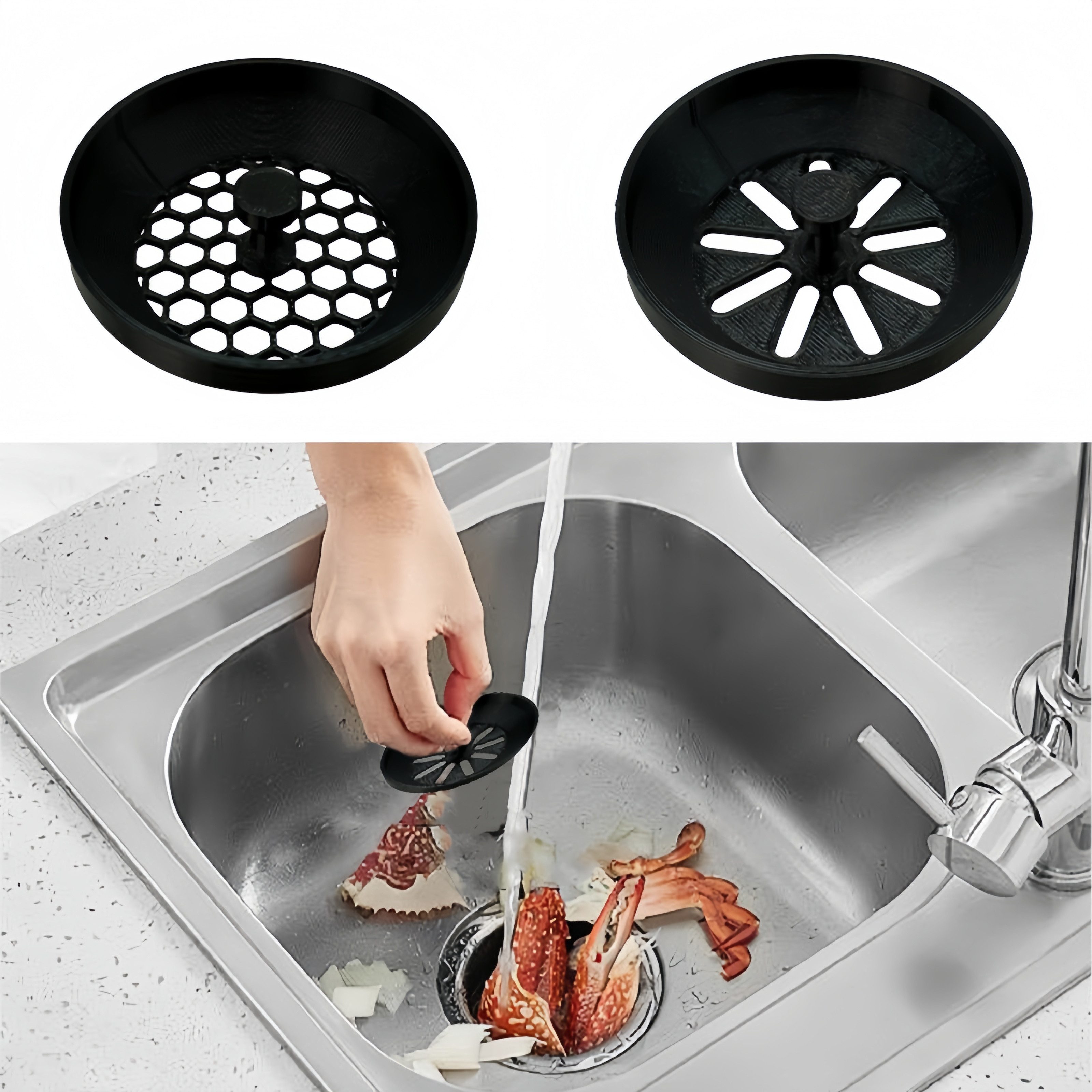 FOUORTUNATE-BEE Abflusssieb Spülbecken-Ablaufabdeckung Set – Filtereinsatz gegen Verstopfungen, Filterabdeckung für Küche & Bad – Für Spüle, Waschbecken & Dusche