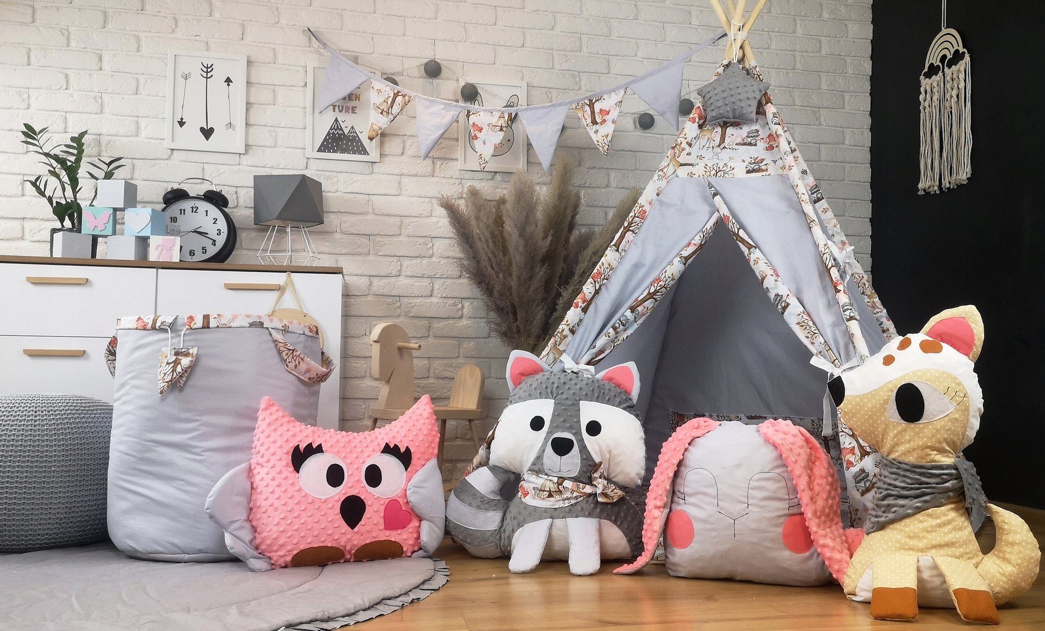 Pamek Spielzelt »Wald Tiere Kinder Tipi« (7-tlg)