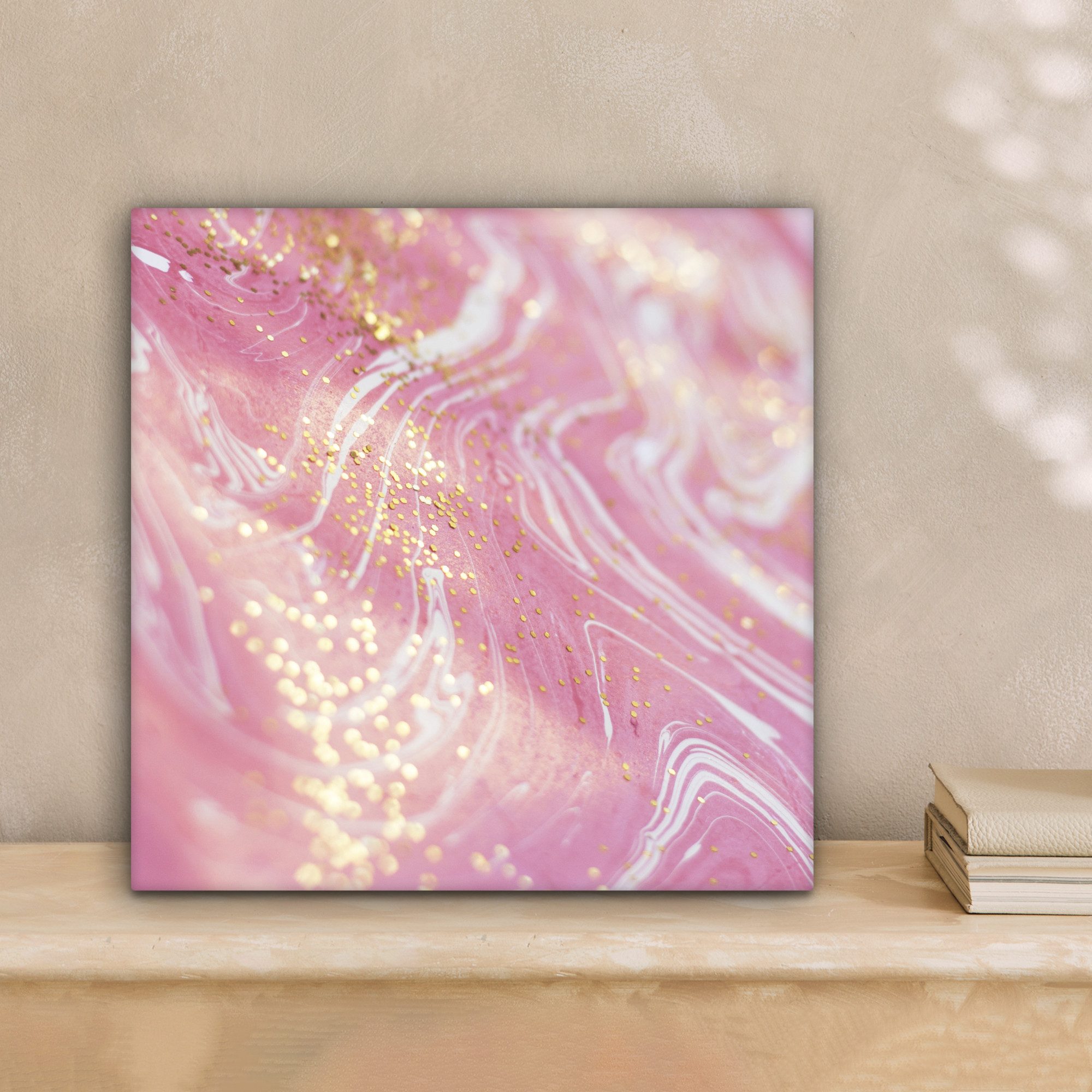 OneMillionCanvasses® Leinwandbild Marmor - Luxus - Glitzer - Rosa, Fotodruck (1 St), Wandbild, Deko Schlafzimmer Wohnzimmer Flur 20x20 cm – Bild 2 von 5
