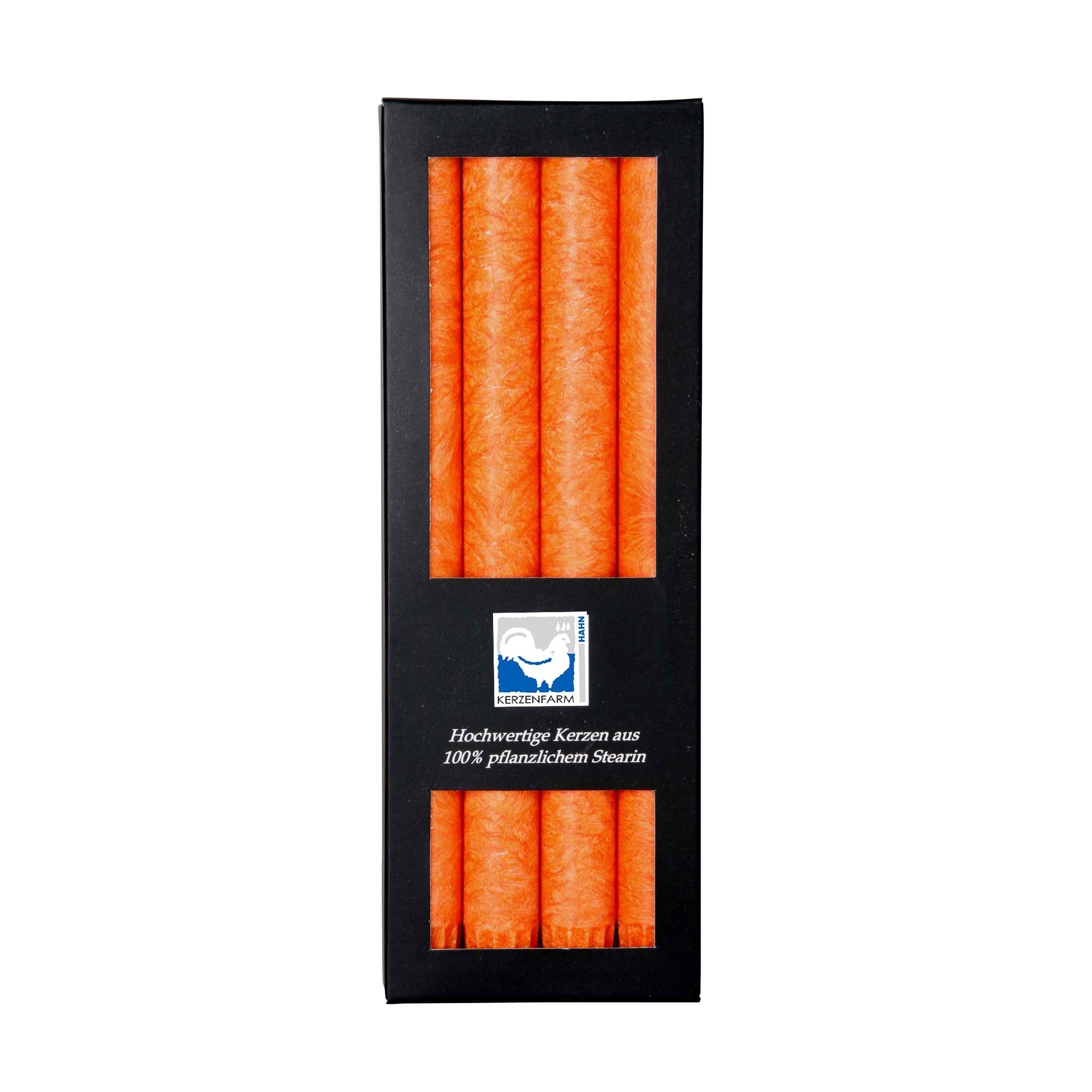 Kerzenfarm Hahn Tafelkerze stabkerze orange 22x250mm 4er Set 100% stearin