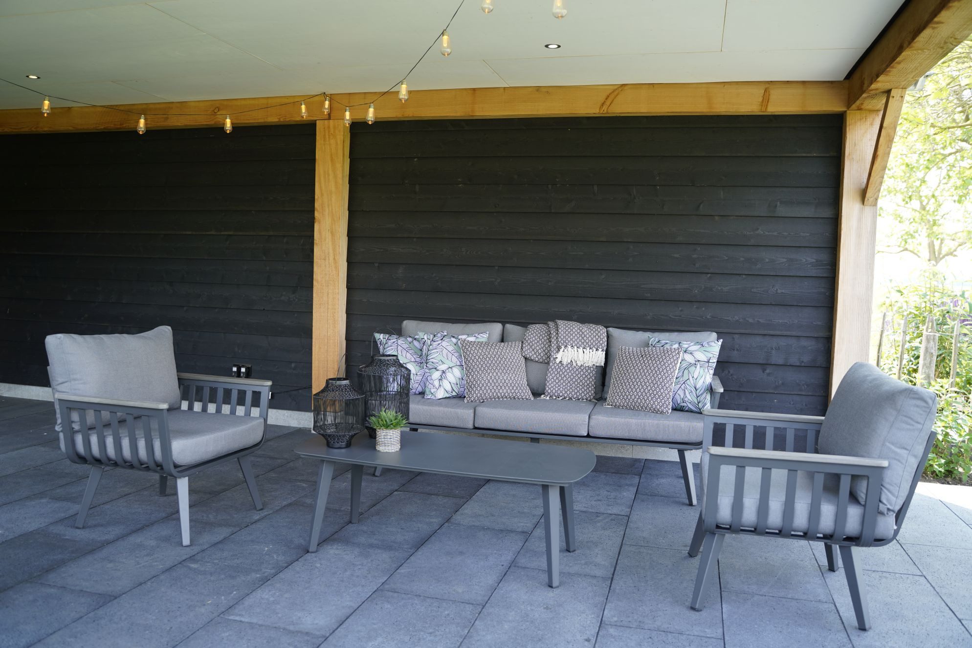 Gartenlounge-Set Alu Lounge Set Amalfi Gartenmöbel Garnitur grau Outdoor