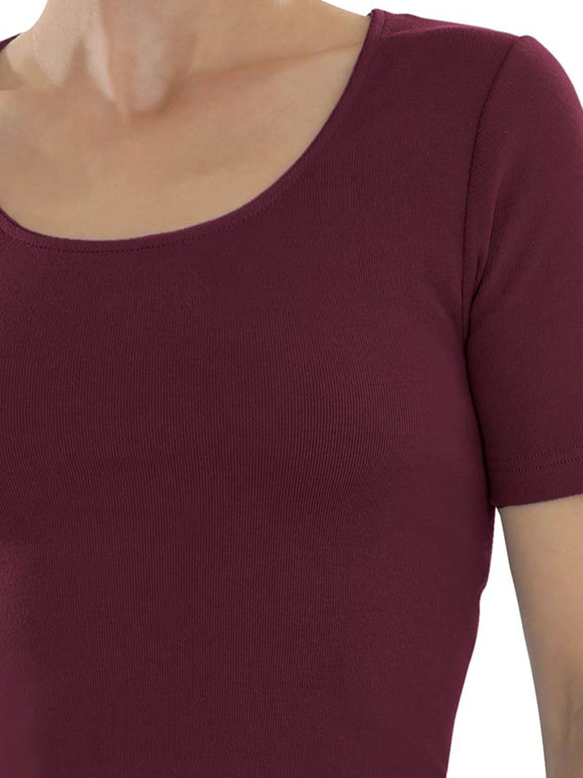 Arm burgund 1-St) (Stück, Baumwoll Unterhemd Damen 1/4 COMAZO Vegan Shirt