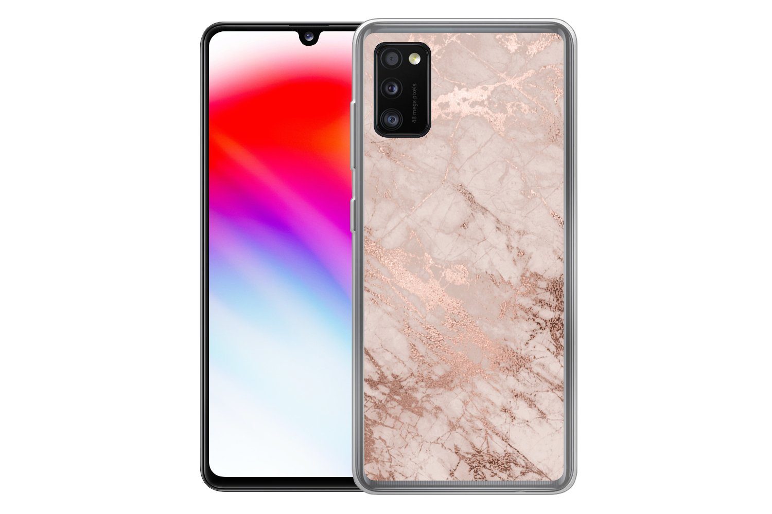 MuchoWow Handyhülle für Samsung Galaxy A41 Marmor - Rosa - Luxus - Marmoroptik - Glitzer -, Smartphone-Bumper, Print, Handy Schutzhülle Dünn