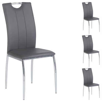 IDIMEX Esszimmerstuhl APOLLO (4 St), 4er SET Esszimmerstuhl Essgruppe Sitzgruppe, 4 Stühle grau schwarz wei