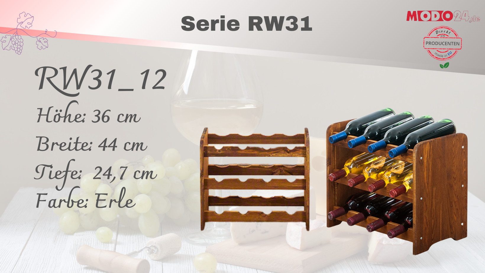 Modo24 Weinregal RW31 Flaschenregal aus Holz günstig online kaufen