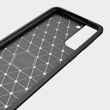 CoverKingz Handyhülle Hülle für Samsung Galaxy S21 FE Handyhülle Silikon Case Handy Cover 16,29 cm (6,4 Zoll), Handyhülle Bumper Silikoncover Softcase Carbonfarben