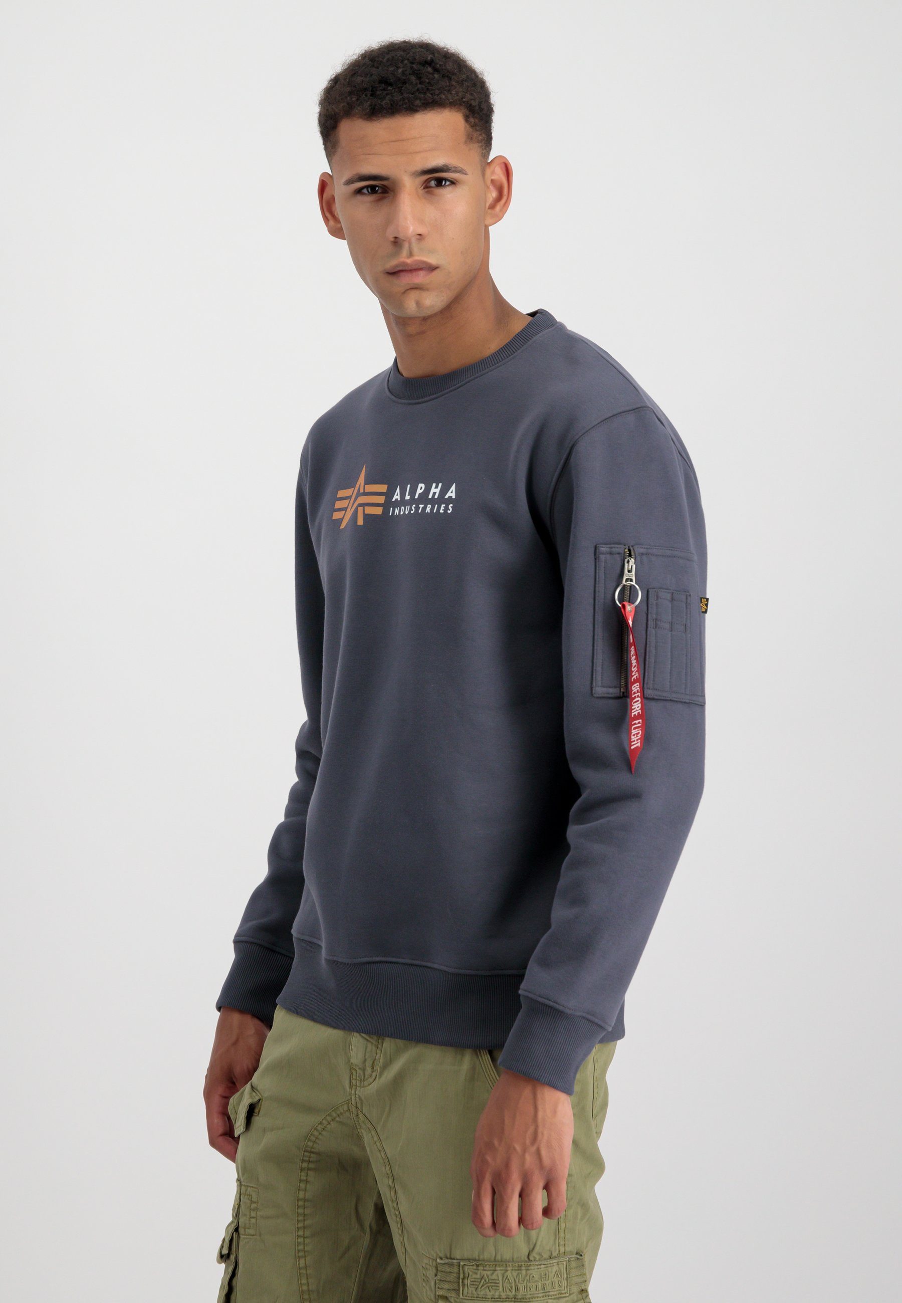 Alpha Industries Alpha Men Industries Sweater - Sweater Sweatshirts Label greyblack Alpha