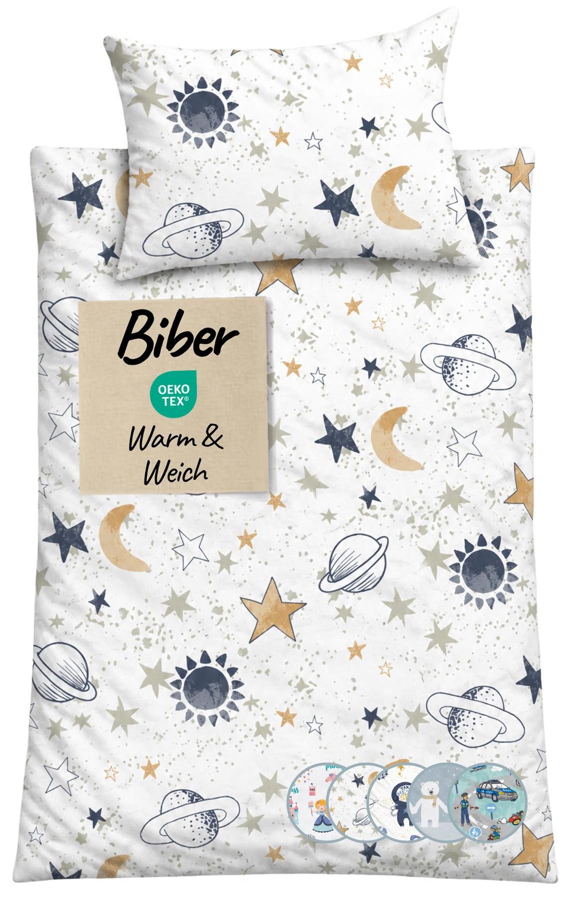 Carpe Sonno Kinderbettwäsche Biber Winter Bettwäsche 100 x 135 & 135 x 200 Kinder Baby Kuschelig, Biber, 2 teilig, Warm & Weich - Babybettwäsche 100x135 - 100% Baumwolle - Universum