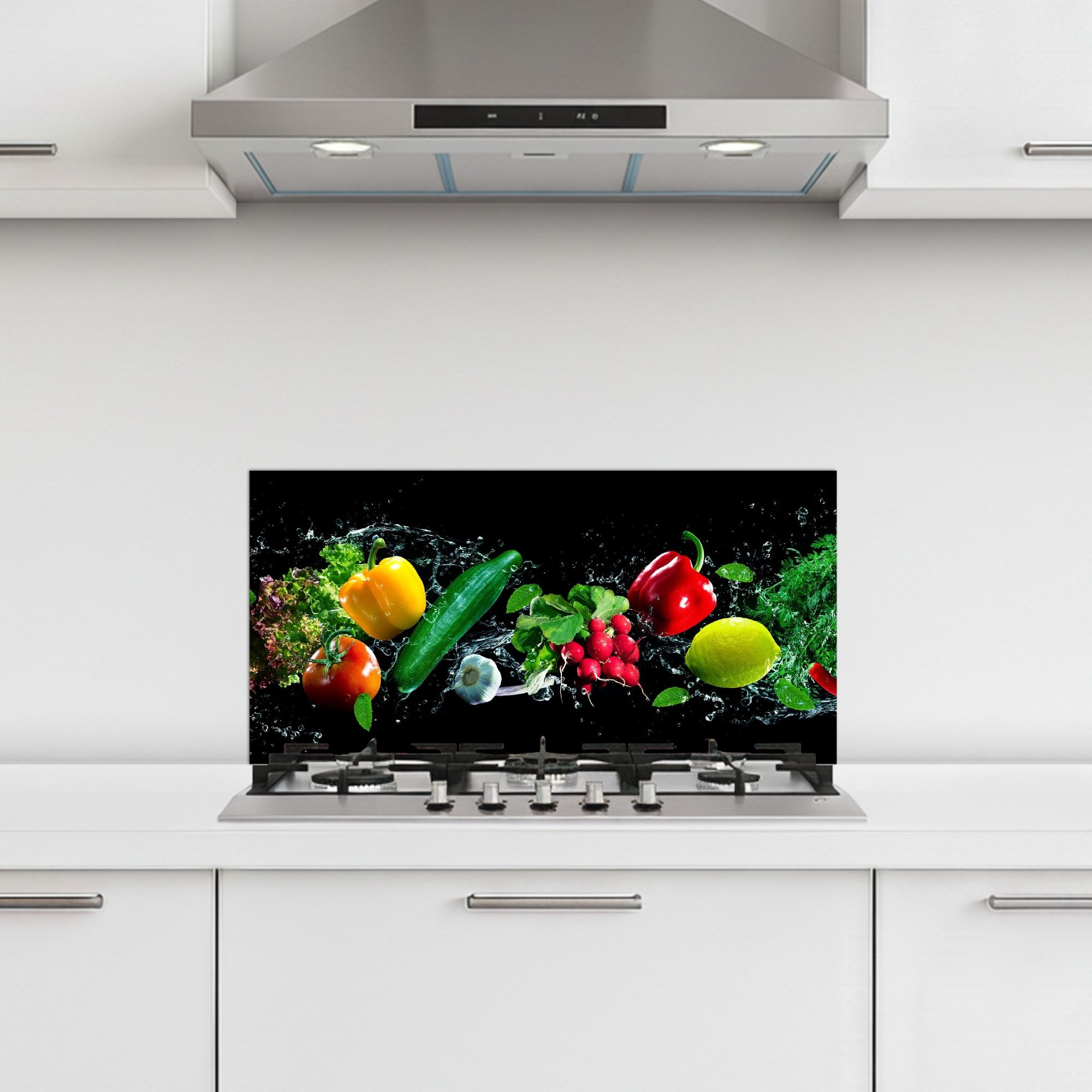 KitchenYeah Küchenrückwand selbstklebend (keine Folie) Gemüse - Splash - Schwarz, (1-tlg), Küchenrückwand, Spritzschutz, Kitchen, 60x30 cm