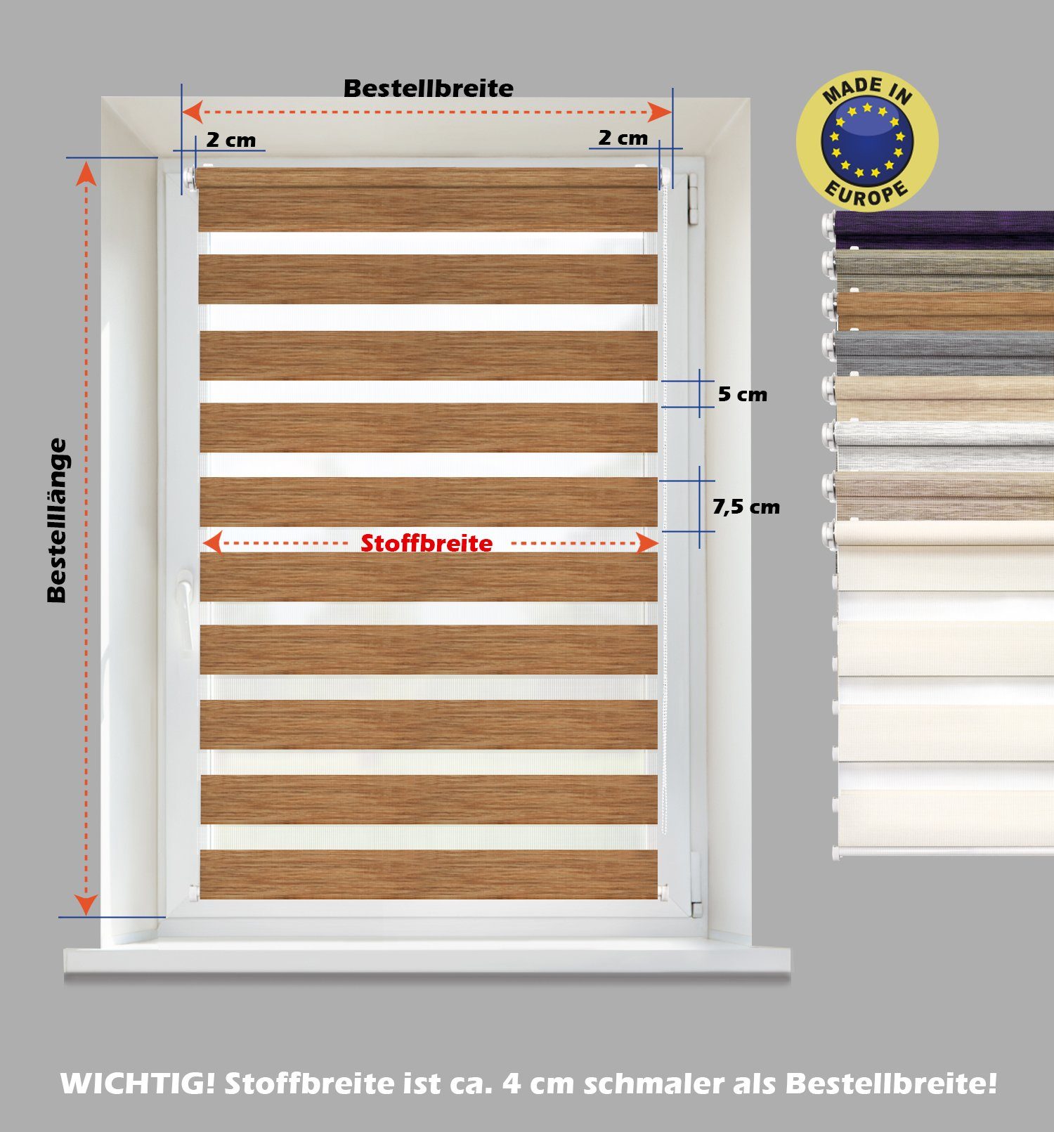 Doppelrollo Duo Rollo Klemmfix ohne Bohren für Fenster Rollos Faltrollo "Natural", DomDeco, Klemm- oder Schraubmontage, Klemmbar, Kettenzug, ohne Bohren, Sicht- – Bild 3 von 5