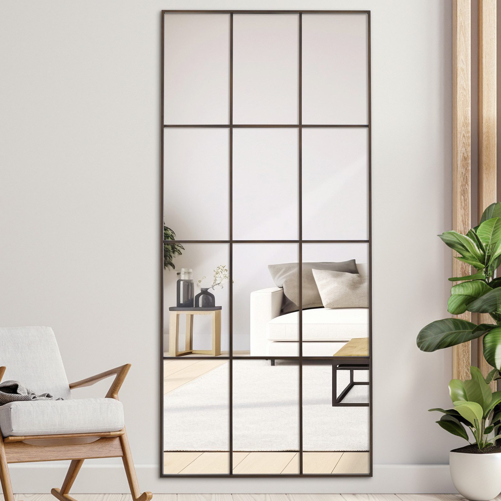 LUNAMIRROR Wandspiegel HD-Spiegel mit schwarzen Metallrahmen und Splitterschutz (1-St), Stand- & Wandmontage, 165x60 cm