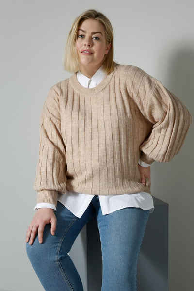 Sara Lindholm Strickpullover Pullover oversized Rippstrick Rundhals