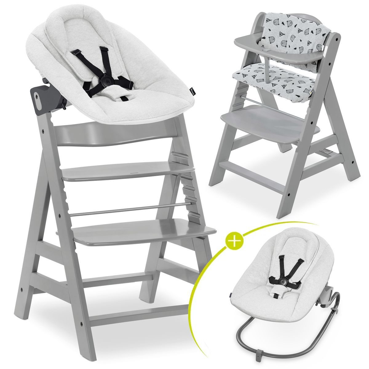 Hochstuhl Alpha Plus Grey Newborn Set Light Grey