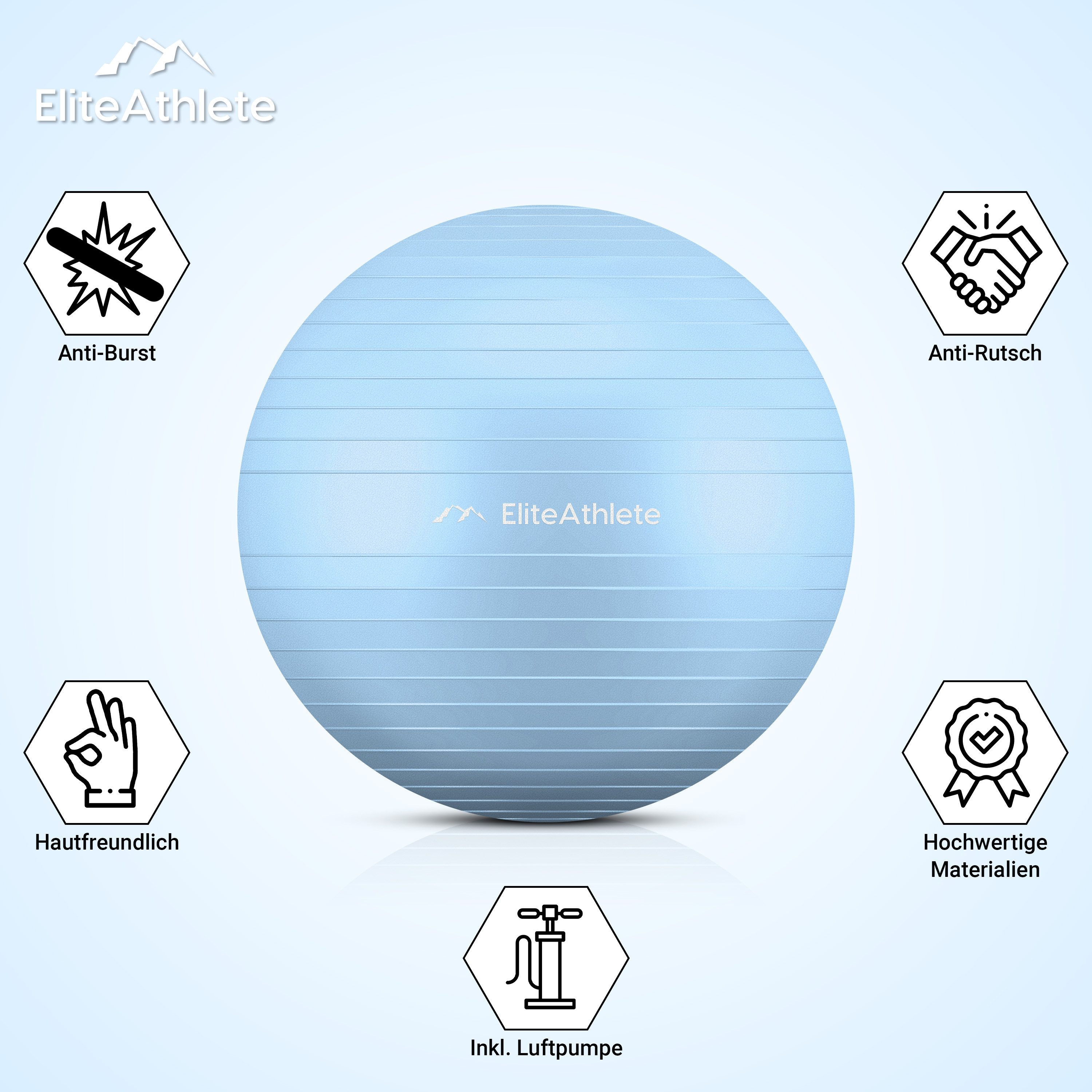 EliteAthlete Gymnastikball Gymnastikball Sitzball Büro ergonomisch - Fitness Yoga Schwangerschaft