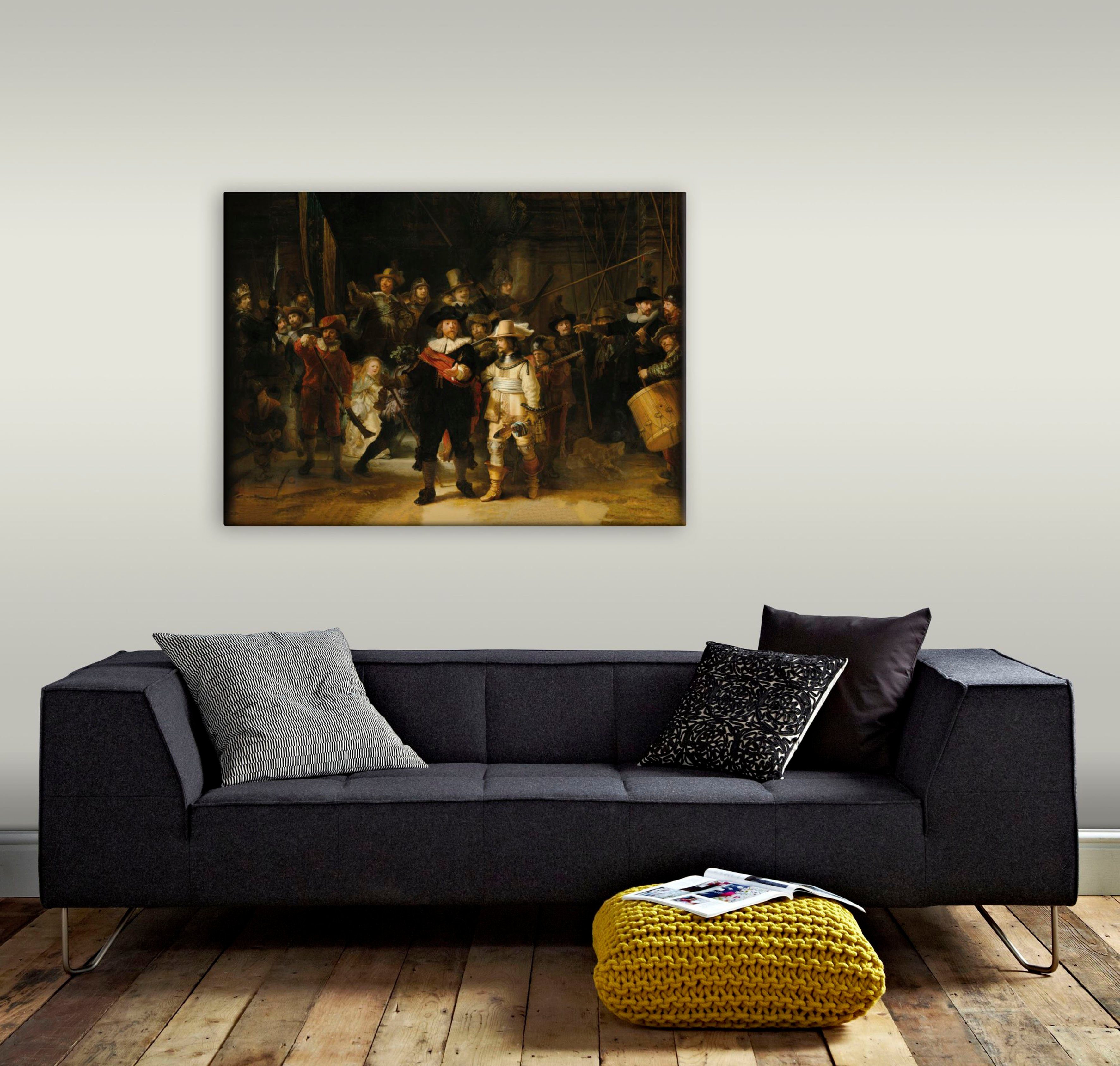 Art for the home Leinwandbild Die Nachtwacht, Art, die Nachtwache Rembrandt 100x70 cm
