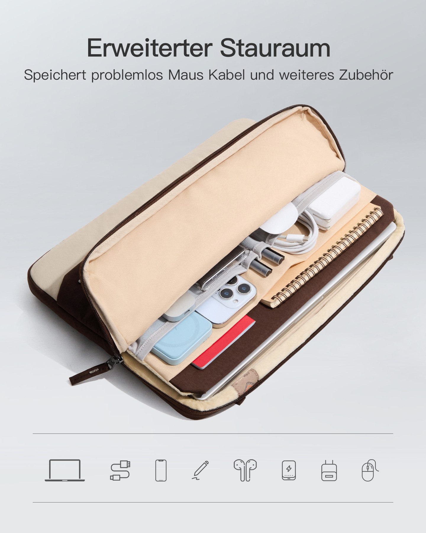 Inateck Laptoptasche 360° Schutz Hülle Schultertasche für 13-16-Zoll Laptop, für 13-16 Zoll MacBook Air Pro M5 M4