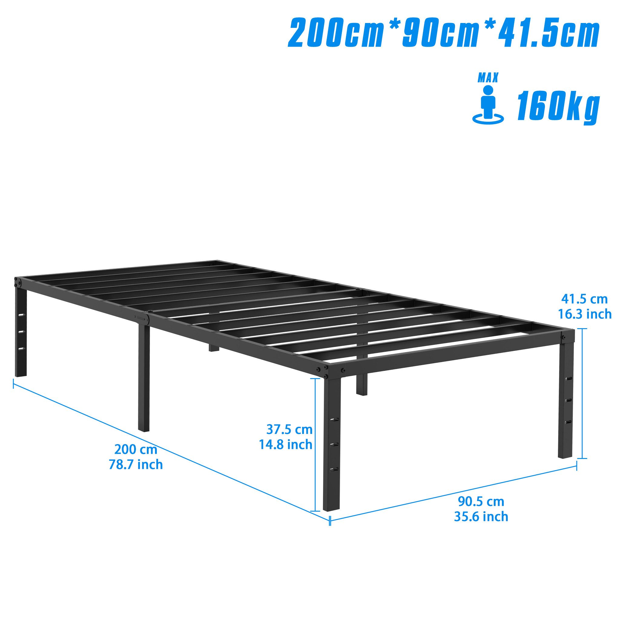 FIVMEN Bettgestell Metallbett aus Metall Gästebett Bettrahmen Jugendbett, Metallbett für Schlafzimmer Gästezimmer Doppelbett/Einzelbett