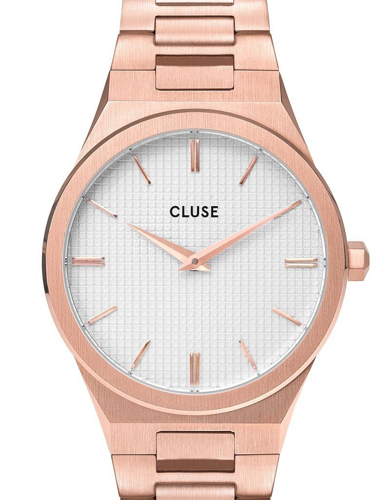 CLUSE Quarzuhr Vigoureux H-Link roségold-schneeweiß