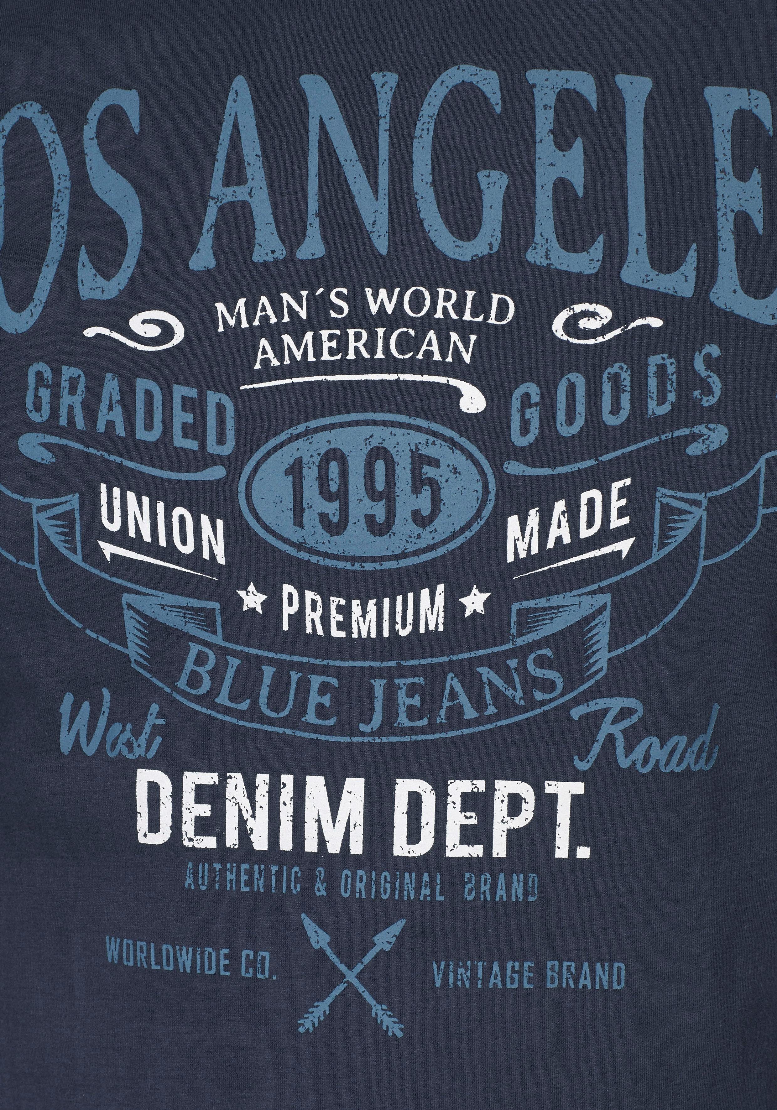 Man's World T-Shirt Print mit großem marine