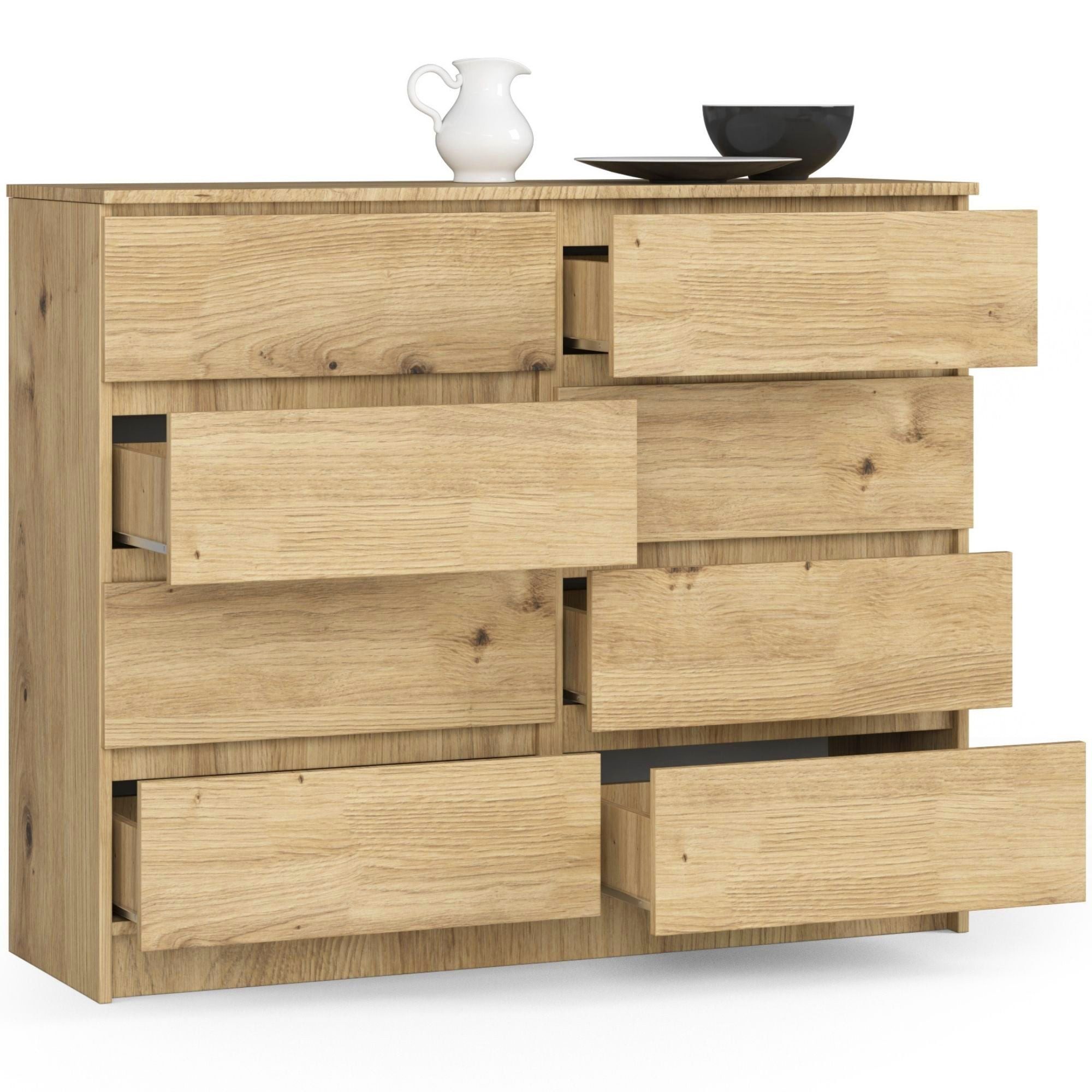 Raumhirsch Furniture Kommode mit 8 Schubladen 120 cm breit Holz Schrank, (viele Farbvarianten - Maße: 120 x 99 x 40 cm) - Hochwertig & stabil
