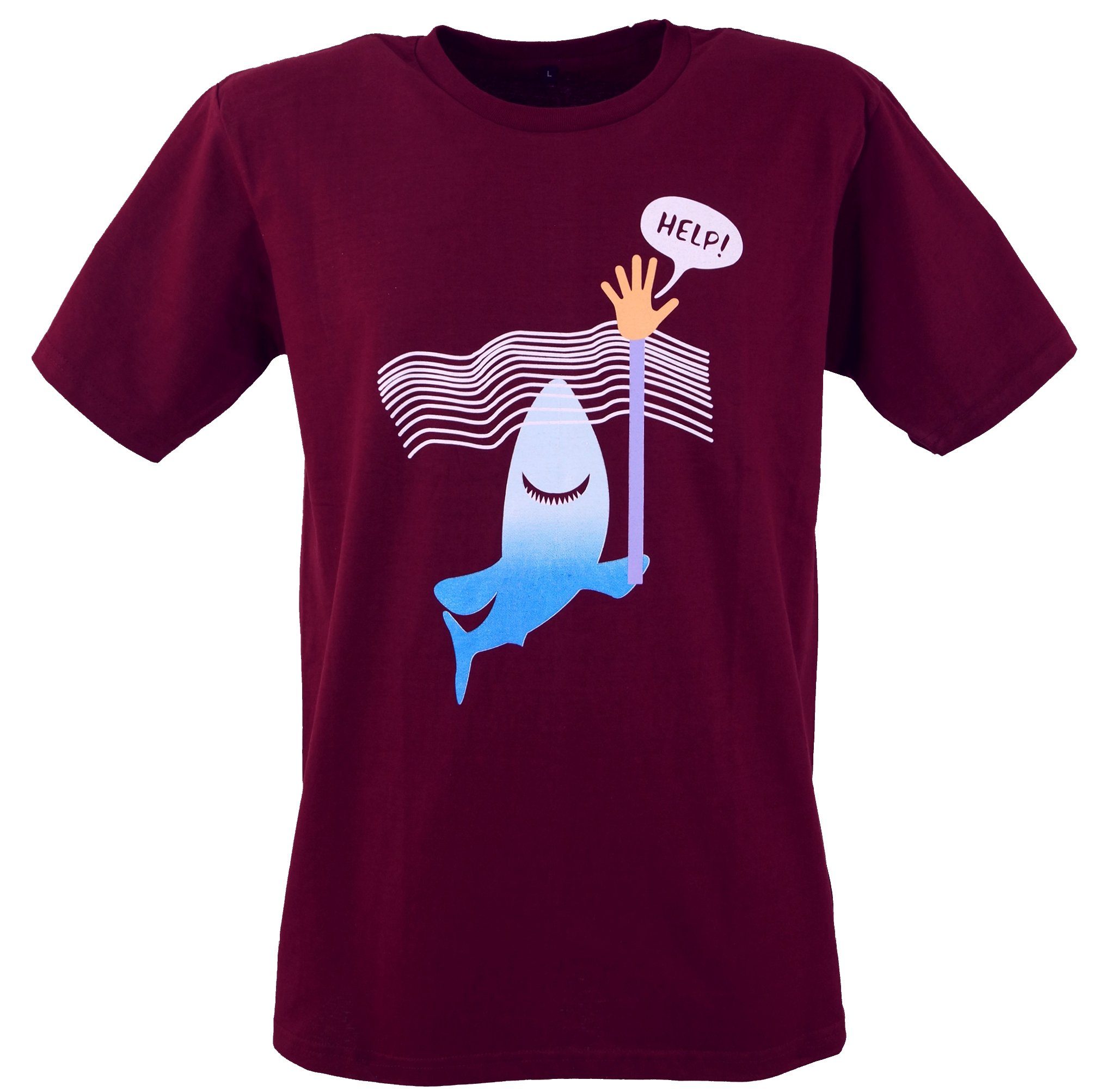 Fun rot Retro T-Shirt alternative T-Shirt Guru-Shop - Bekleidung Art `Help`