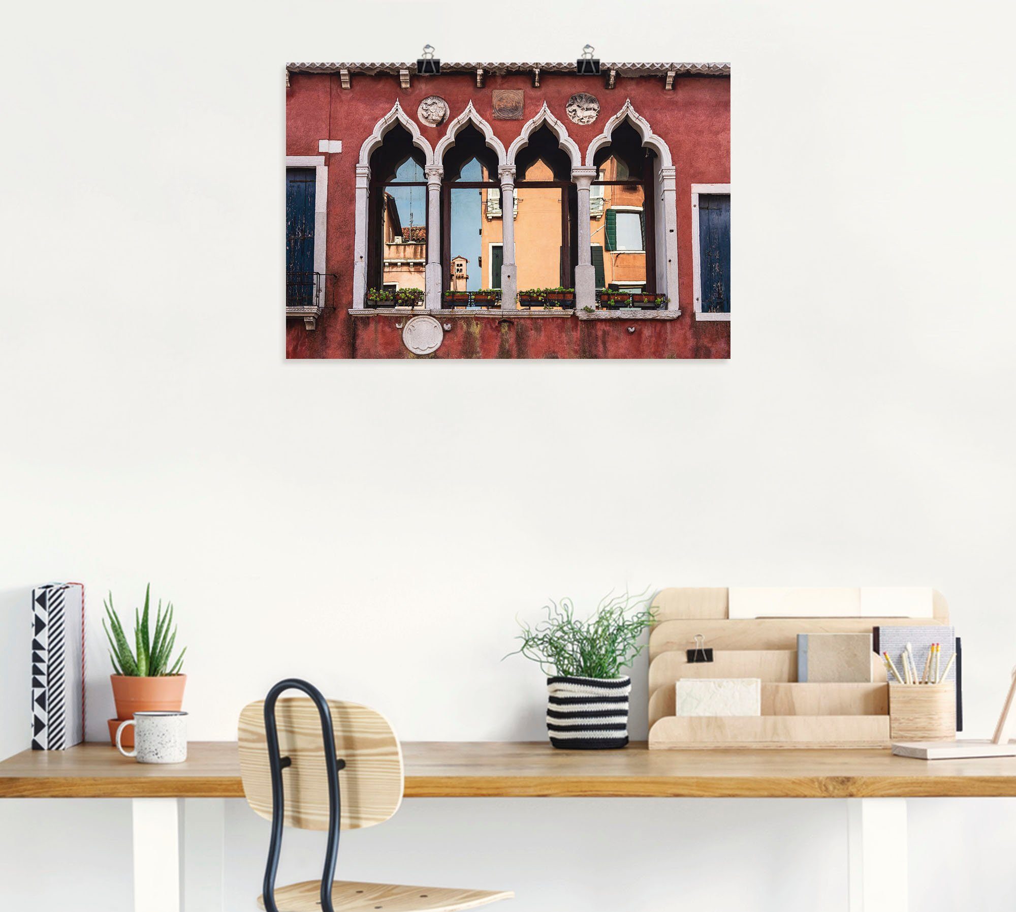 Wandaufkleber oder St), Größen (1 von Poster Türen versch. Fenster Leinwandbild, Altstadt Historische & als Wandbild Alubild, Venedig, in Gebäude Artland