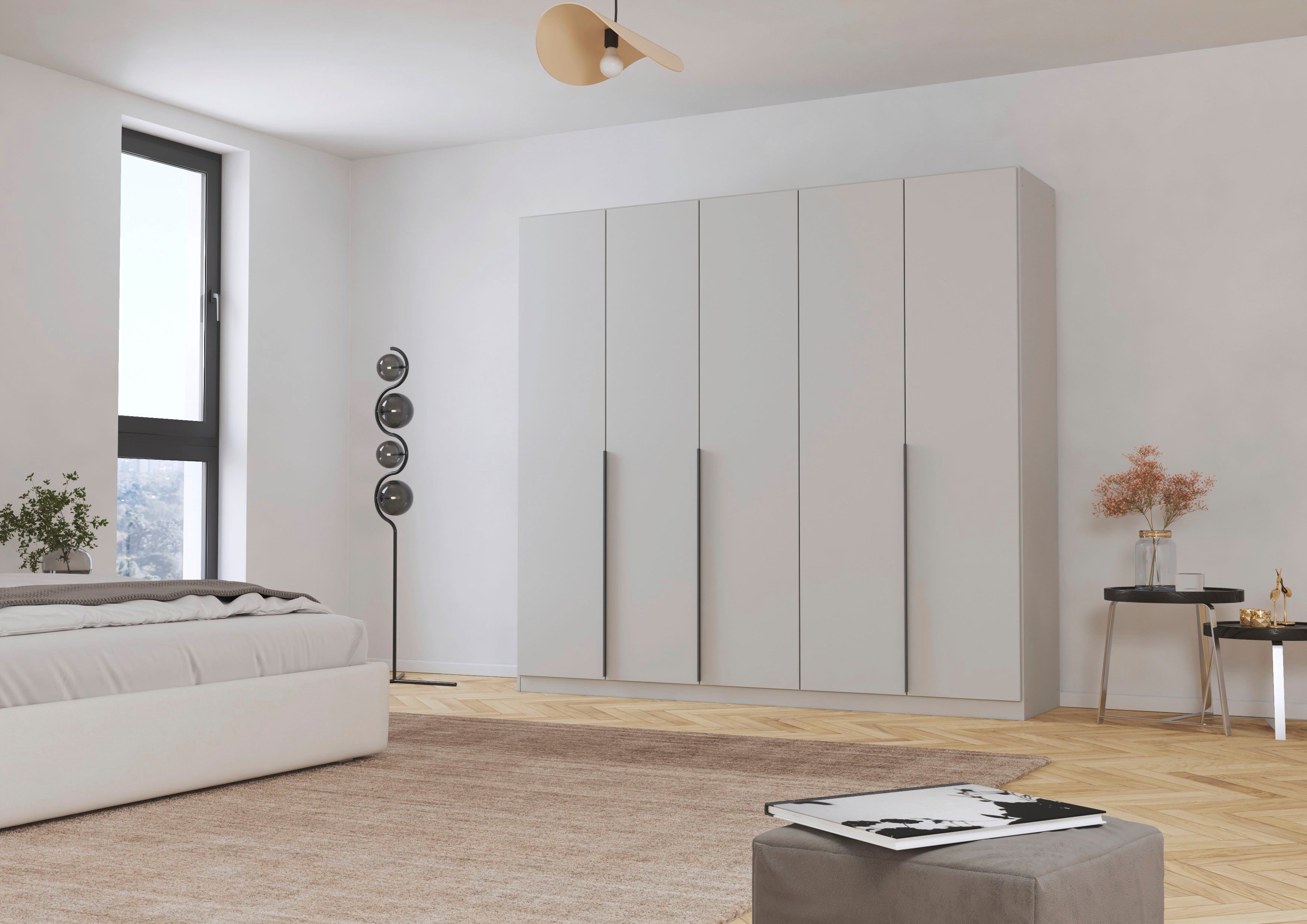 OTTO home Drehtürenschrank Kleiderschrank Schrank Garderobe AGORDO Schlafzimmer (in zwei Griff-Farben, Breiten 91-405 cm, Dekor- oder Hochglanzfront) durchdachte Innenausstattung, in 8 Breiten und 2 Höhen MADE IN GERMANY