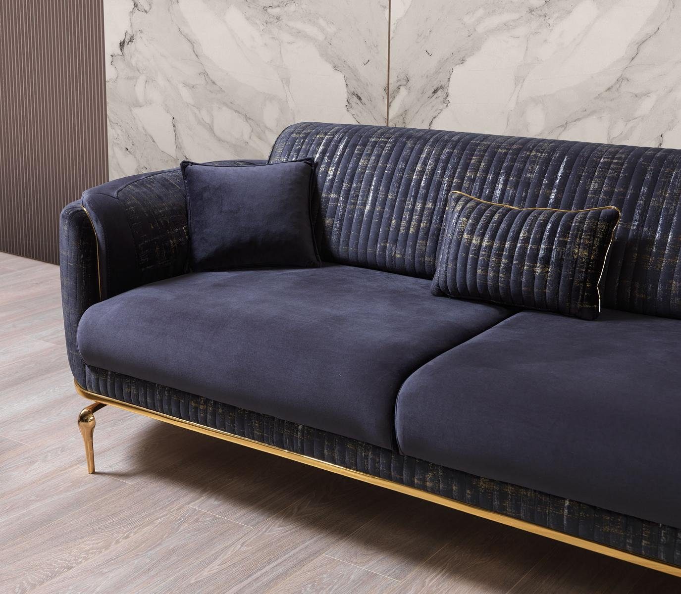 Modernes Dunkelblau Möbel, reisitzer Made Luxus Sitzer 3 Wohnzimmer Europe Blau JVmoebel 3-Sitzer Sofa in