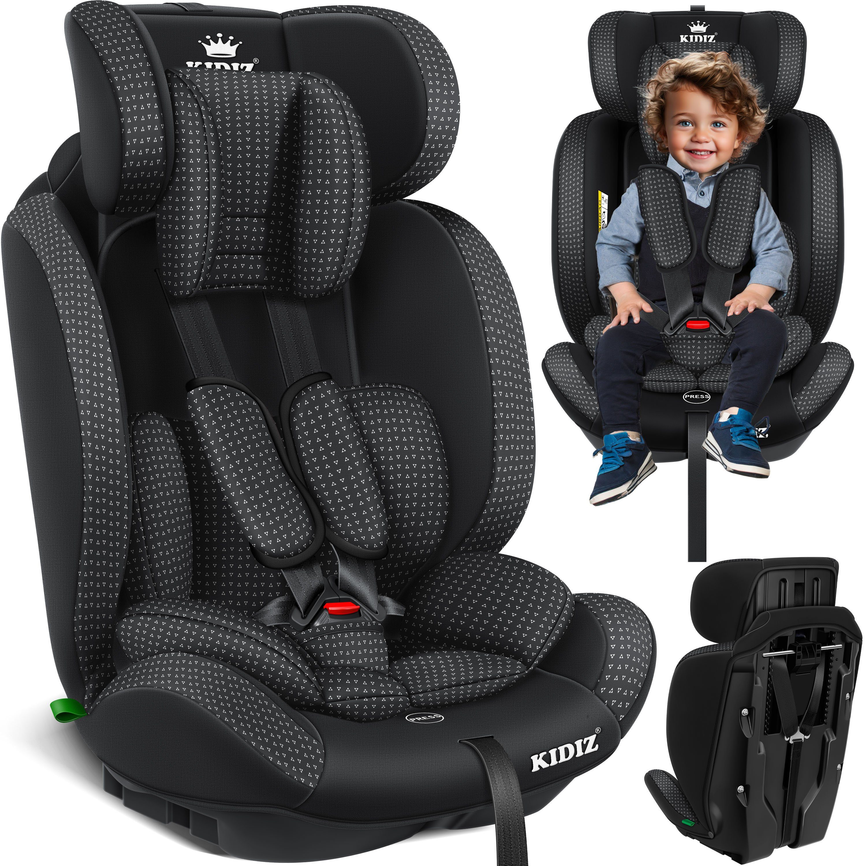 KIDIZ Autokindersitz, Kinderautositz 1-12 Jahre, Mitwachsend, Gruppe 1+2+3, 9-36 kg Autositz