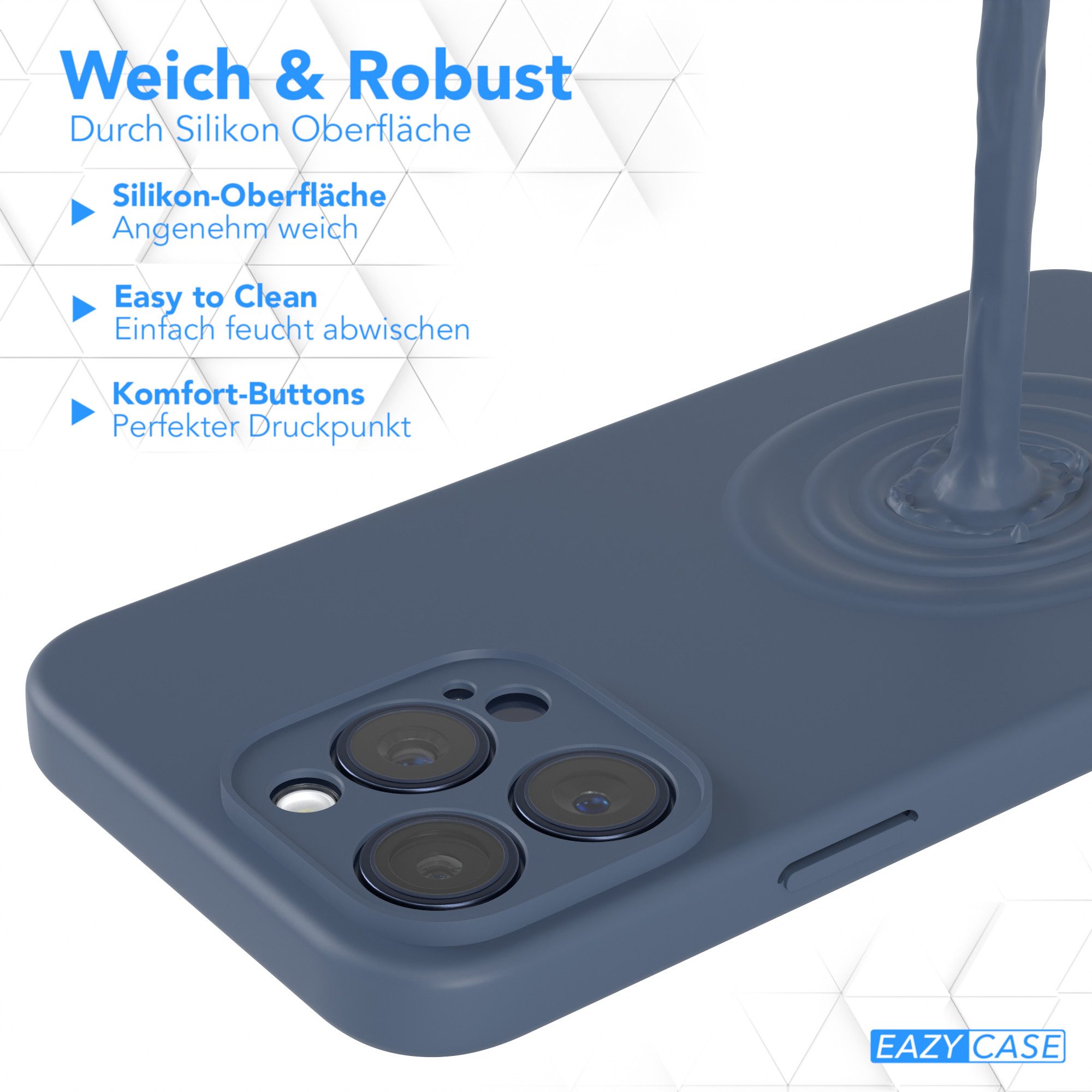 EAZY CASE Handyhülle für Apple iPhone 15 Pro Max Hülle Silikon 6,7 Zoll, Handy Softcase mattierte Silikonhülle Back Cover Soft Blau / Petrol – Bild 5 von 5