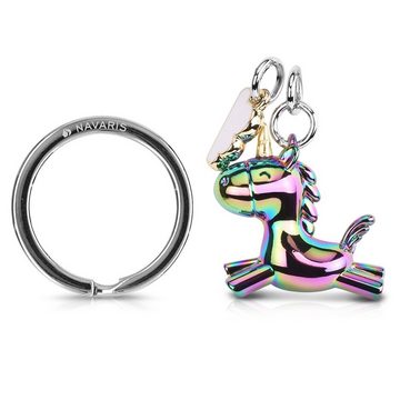 Navaris Schlüsselanhänger Regenbogen Einhorn - Schlüsselanhänger mit Karabiner - Keychain (1-tlg)