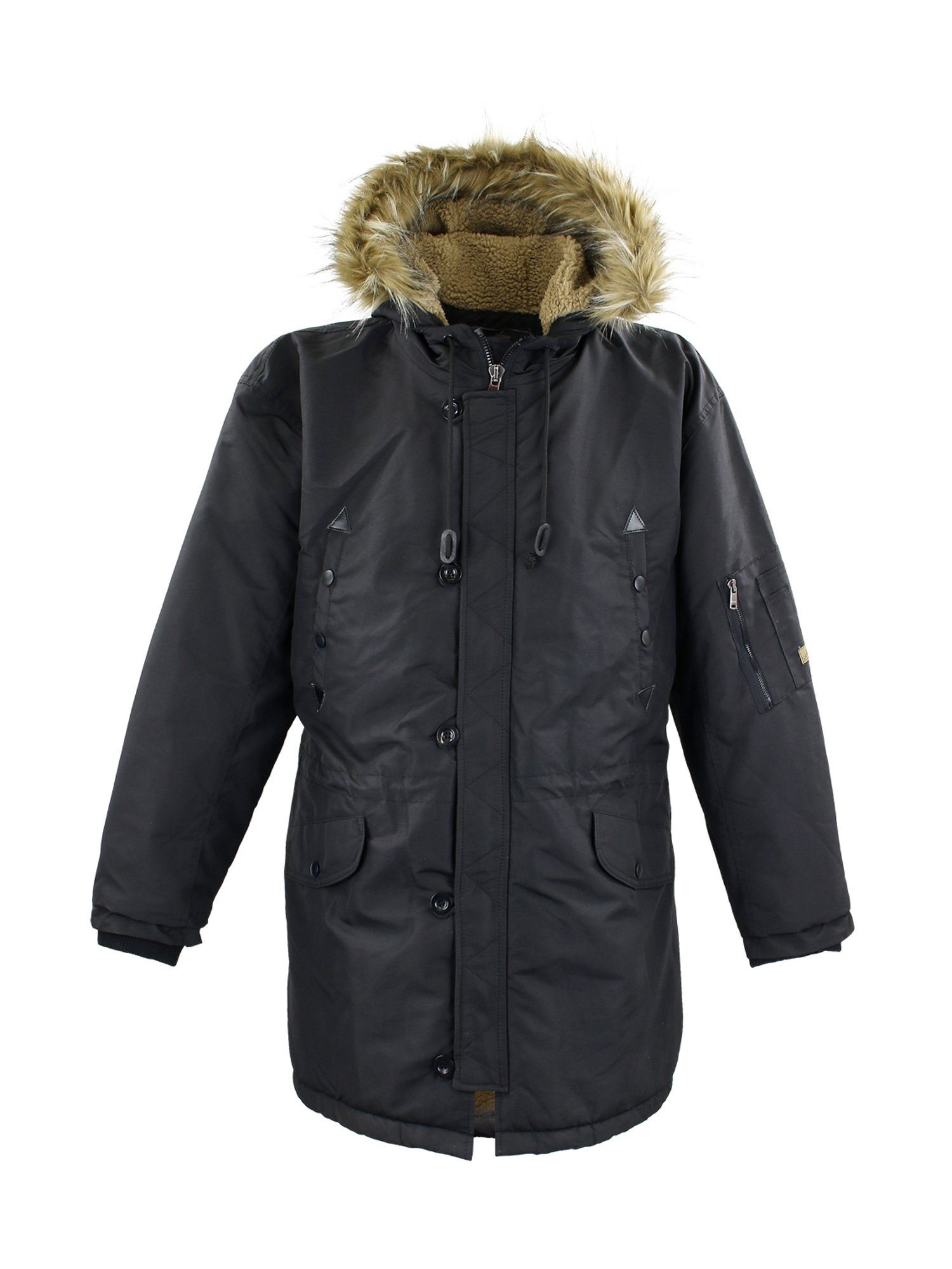 Lavecchia Winterjacke Übergrößen und abnehmbarer - Winddicht Kapuze Jacke Regenabweisend mit gefütterterter & schwarz LV-701