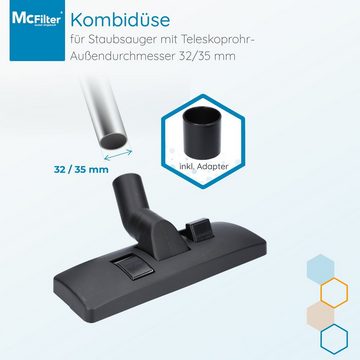 McFilter Kombidüse Universal passend für Miele Siemens Bosch Philips Thomas AEG usw., (1-tlg), Rohraußendurchmesser 32/35mm, Dreh-Kippgelenk, umschaltbar