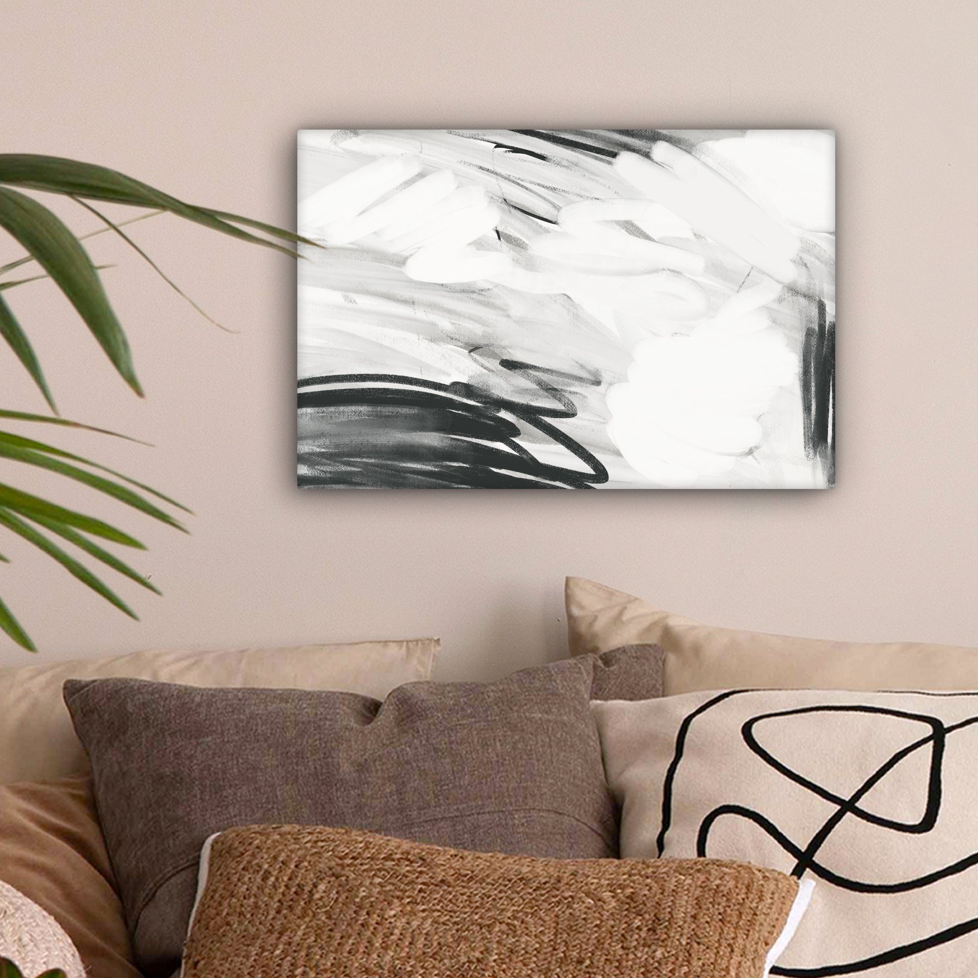 OneMillionCanvasses® Leinwandbild Schwarz - Weiß - Grau - Abstrakt, Fotodru günstig online kaufen