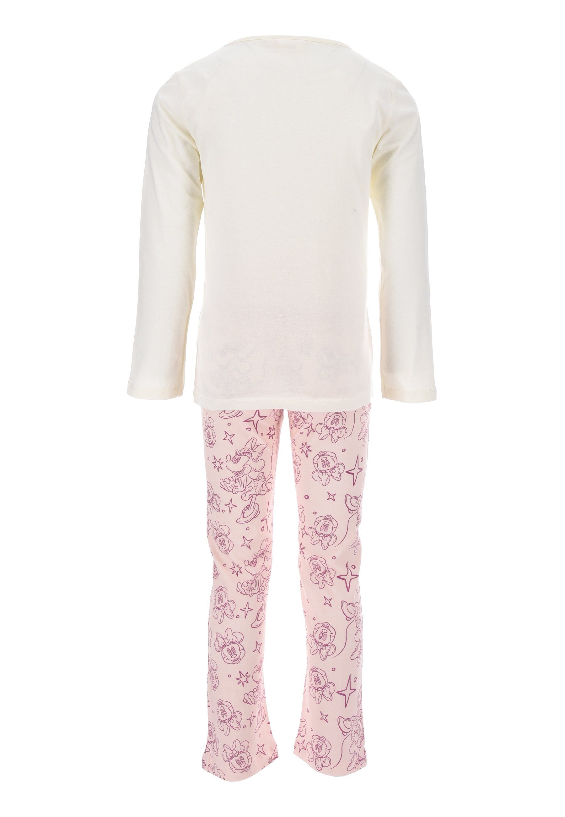 Pyjama + Shirt Weiß Schlaf-Hose Langarm Maus Mini Mouse Schlafanzug tlg) Minnie Schlafanzug Mädchen Kinder Disney (2 Kinder