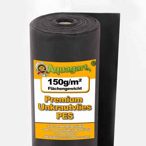 Aquagart Unkrautvlies 50m² Unkrautvlies Gartenvlies Mulchvlies Bodengewebe 150g 1m breit PES