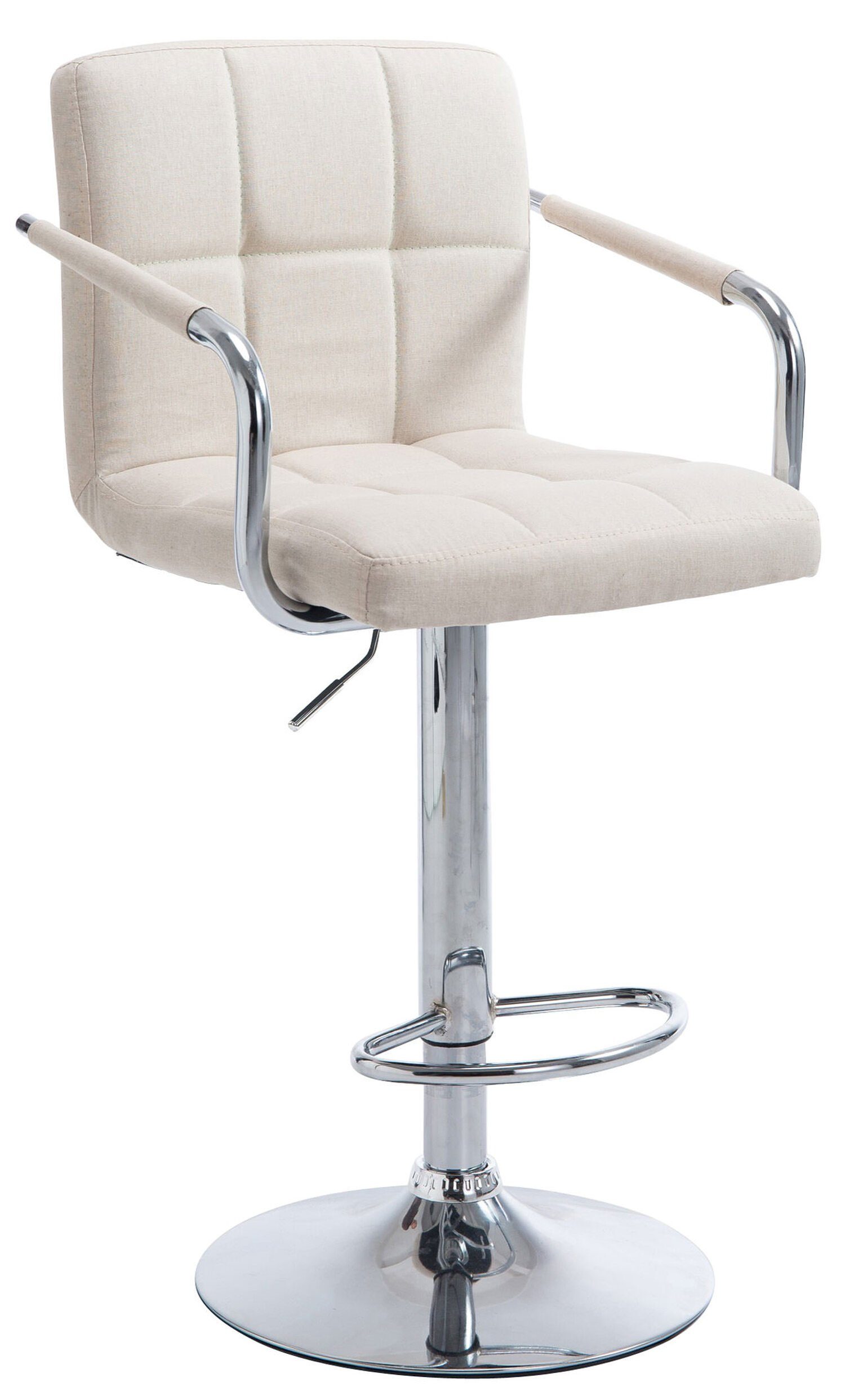 TPFLiving Barhocker Lucy V2 (mit drehbar - - Stoff chrom Sitzfläche: für - Beige Metall - Küche), Barstuhl Gestell: 360° höhenverstellbar Hocker Theke Rückenlehne &