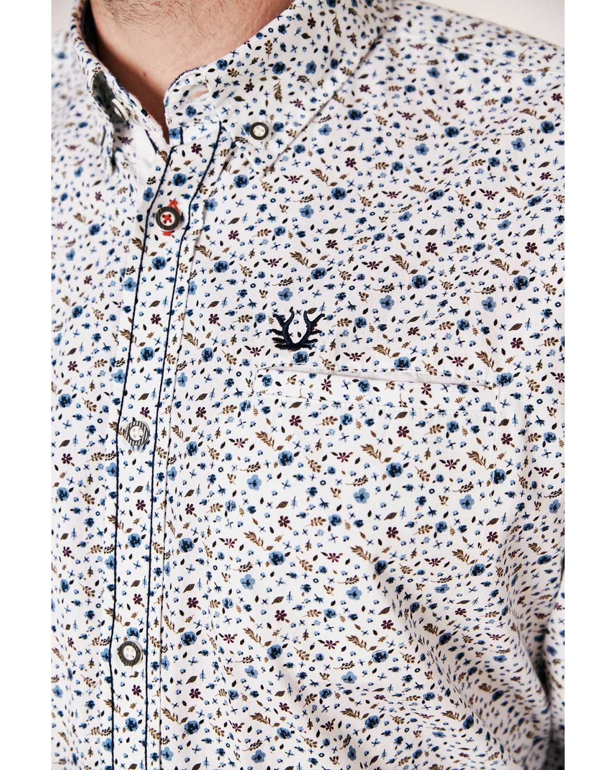 KRÜGER BUAM Trachtenhemd Trachtenhemd 'Leon' mit Muster 911767, Weiß Blau