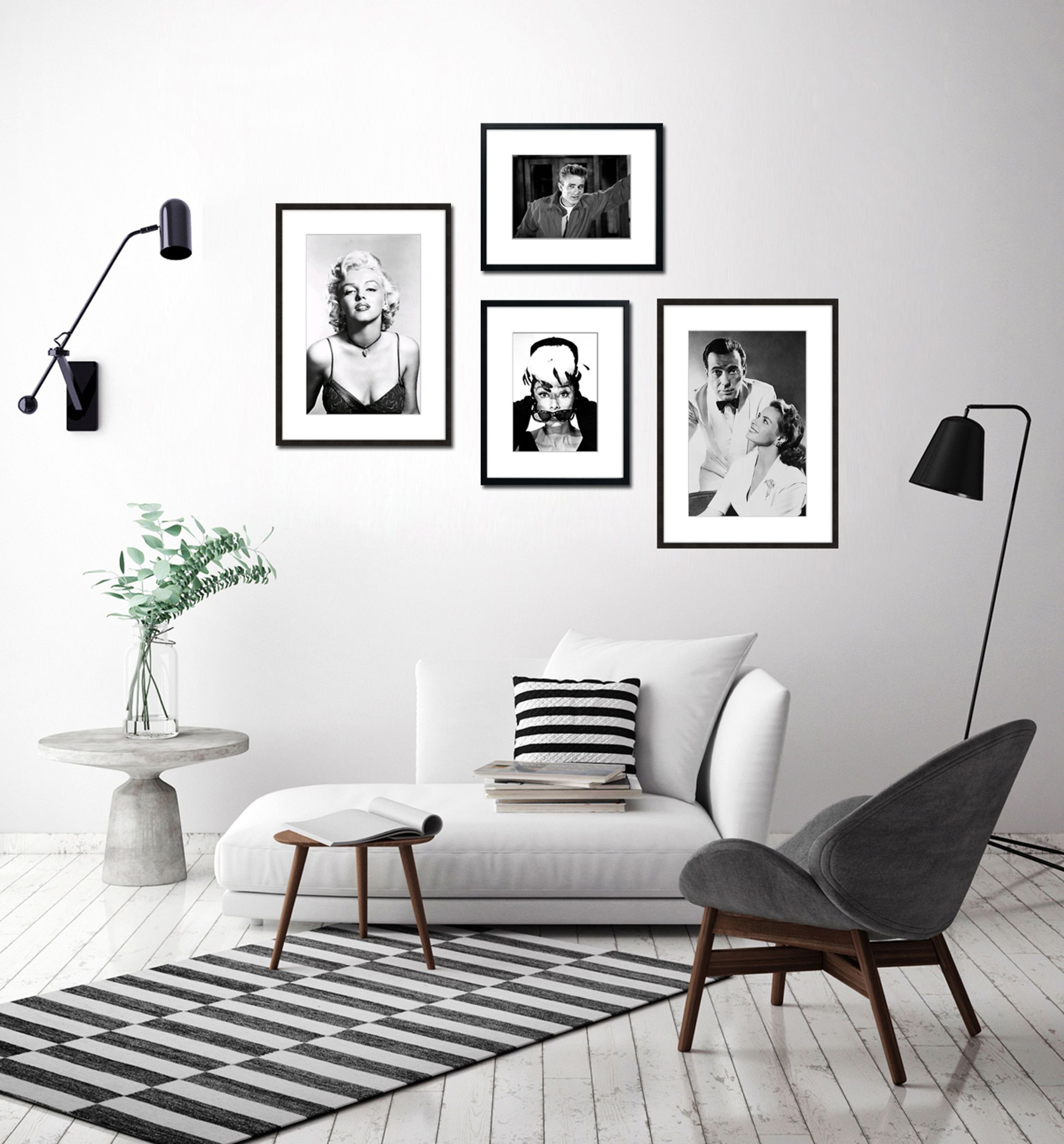 schwarz-weiß / Casablanca artissimo mit 51x71cm mit Bild Bild Film-Szene: Humphrey Rahmen gerahmt Boagrt, Rahmen Poster