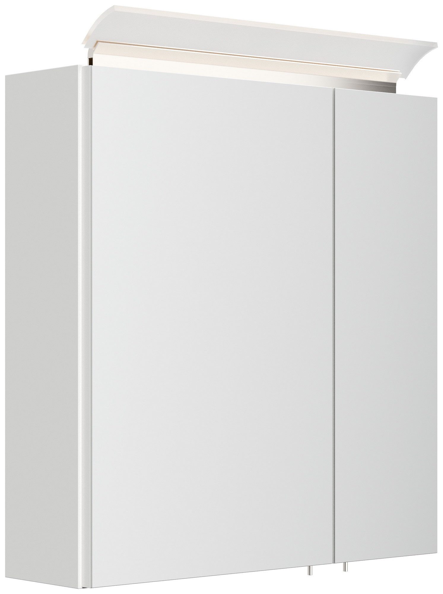 Posseik Spiegelschrank Badezimmer Spiegelschrank 2-türig LED-Lampe 60 cm Weiß Hochglanz