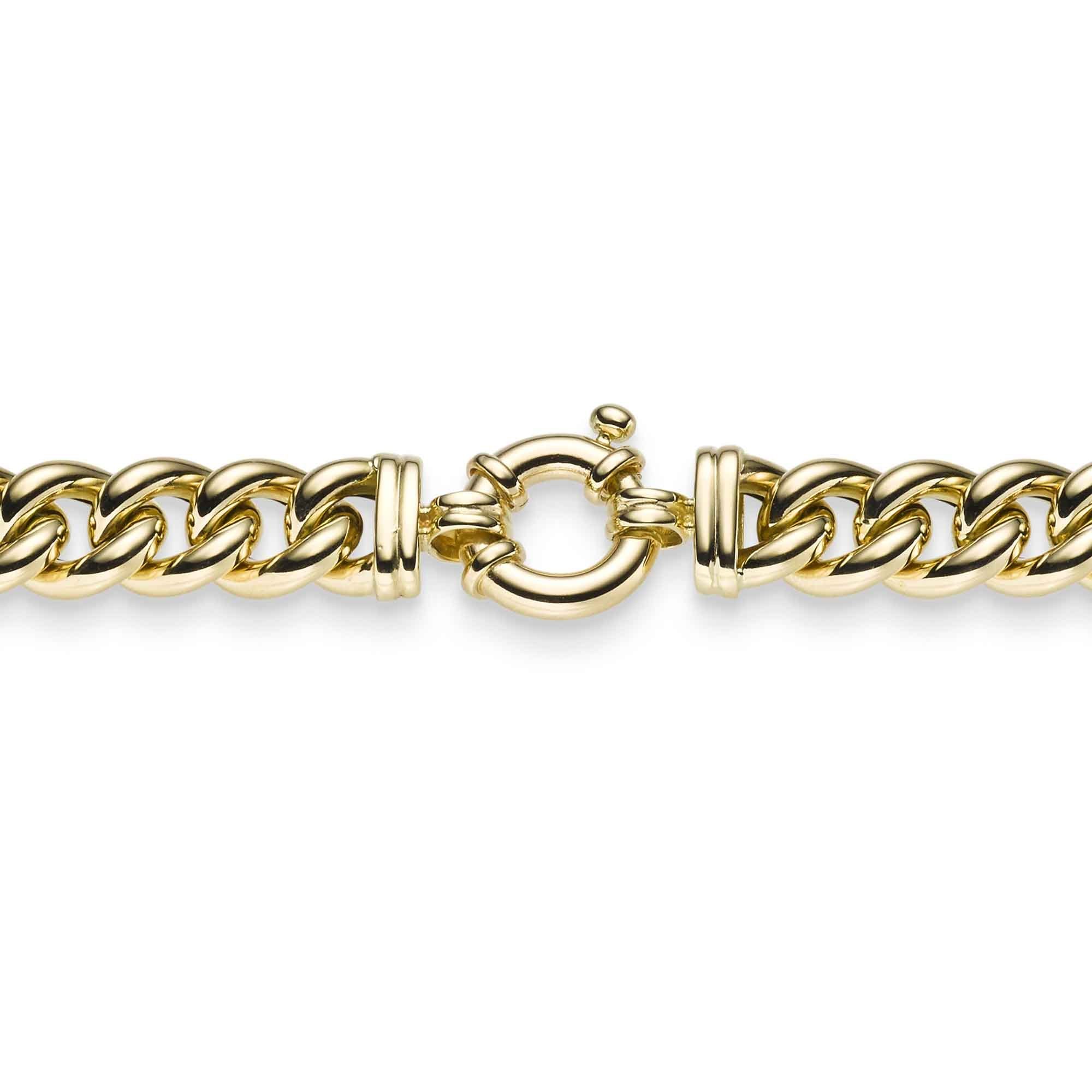 HOPLO Goldarmband Goldkette Panzerkette Länge 21cm - Breite 10,5mm - 585-14 Karat Gold, Made in Germany