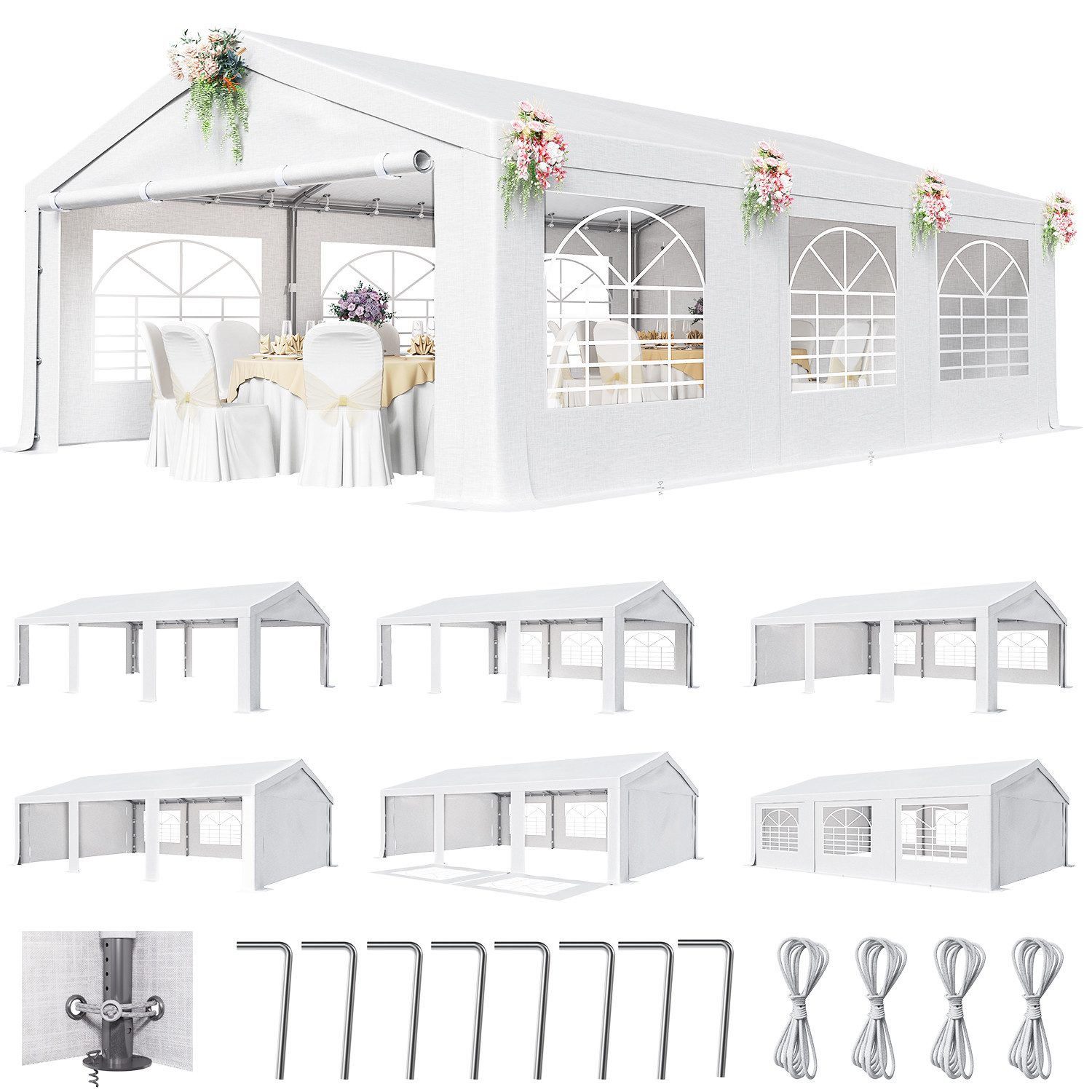 GUNJI Partyzelt Verzinktes Stahlrohr Partyzelt mit abnehmbaren Seitenwänden günstig online kaufen