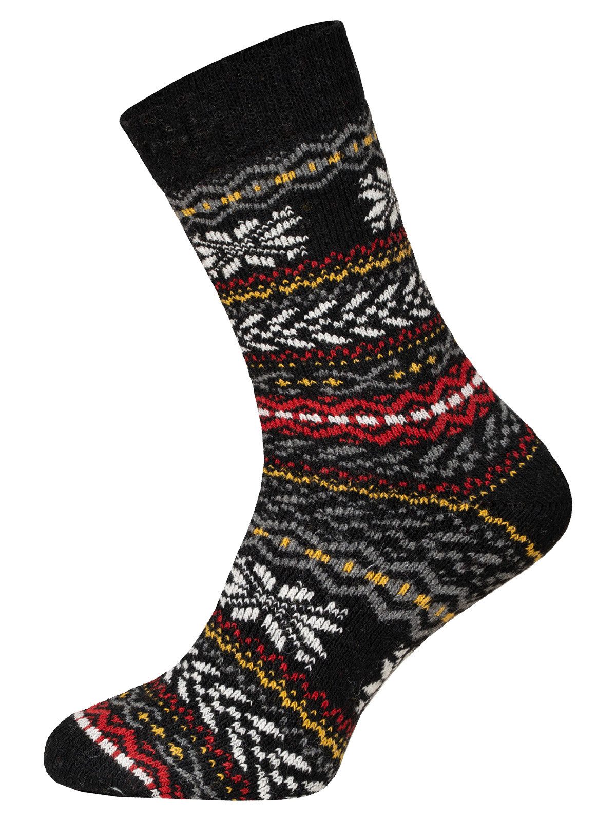 HomeOfSocks Norwegersocken 2 Paar Norweger Wollsocken, Dicke, Hygge, 45% (2-Paar) mit Norwegermuster, aus Wolle, druckarmer Gummibund