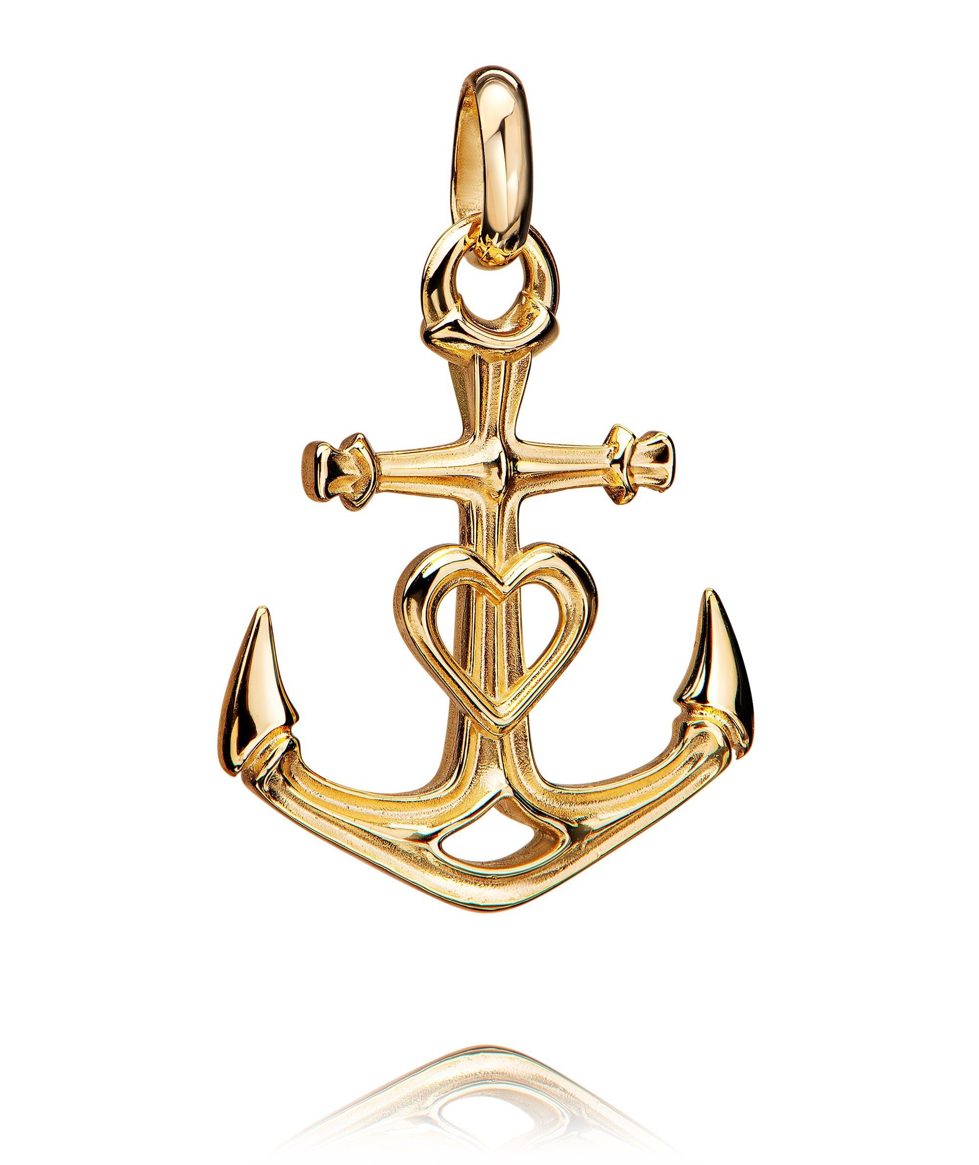 JEVELION Schmuckset Anhänger Anker mit 2x Ohrstecker 333 Gold - Made in Germany (Goldanhänger + Gold-Ohrschmuck, für Damen und Mädchen), Mit Kette vergoldet- Länge wählbar 36 - 70 cm oder ohne Kette.