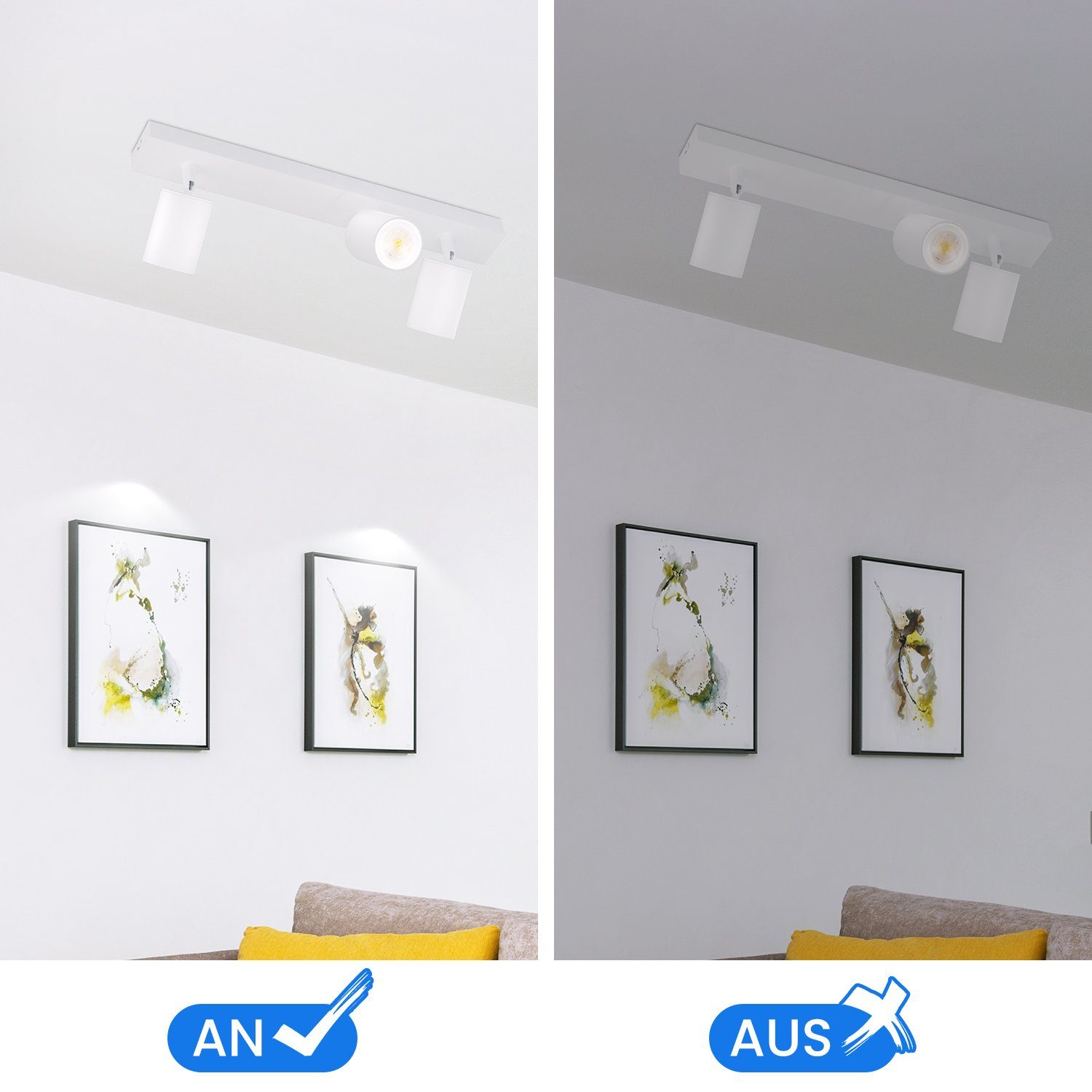 Nettlife Deckenstrahler 2/3/4/ Flammig Deckenlampe Weiss Flur GU10 Modern Deckenspot, Schwenkbar 350°, LED wechselbar, Flur Wohnzimmer Schlafzimmer Küche – Bild 4 von 5