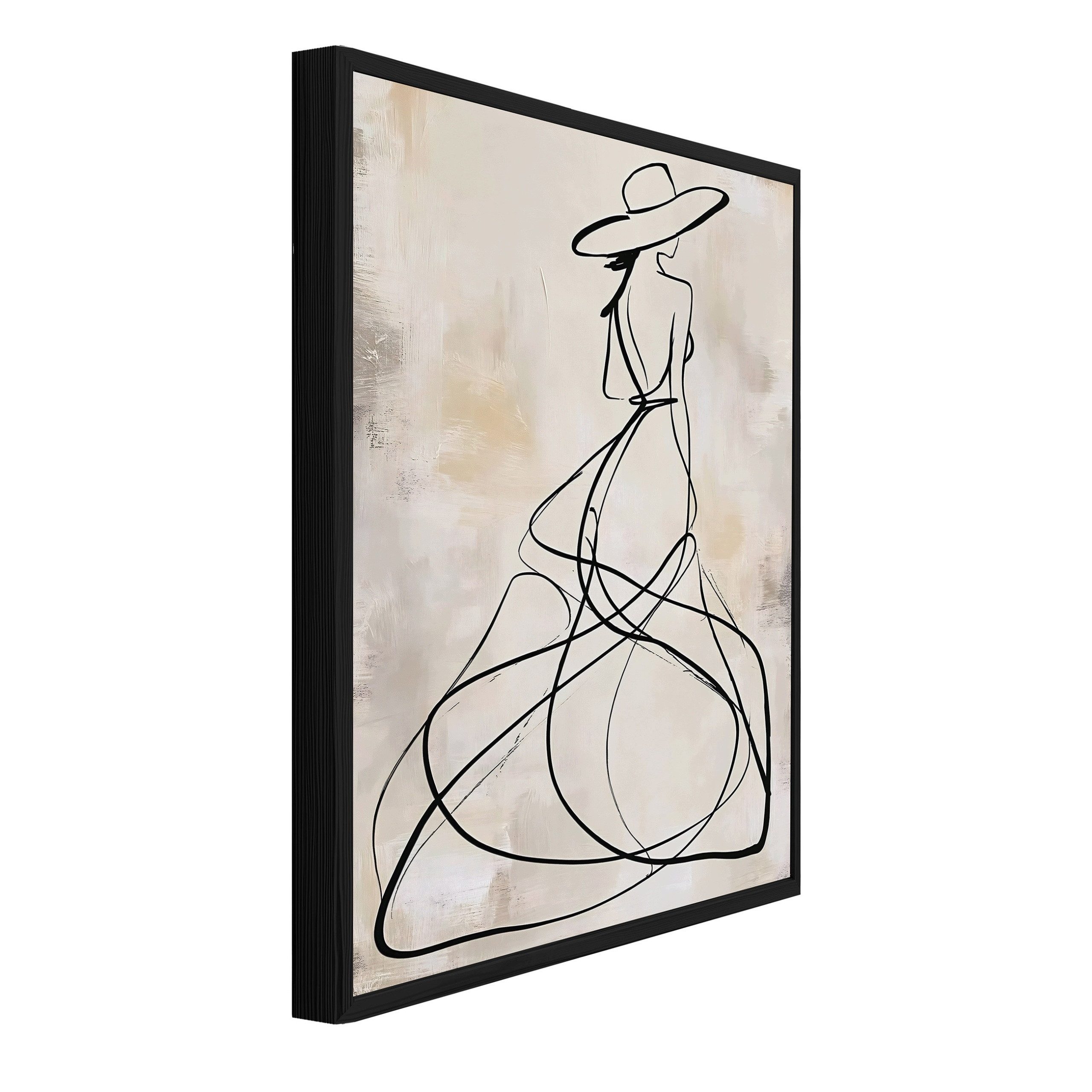 Wallarena Wandbild Frau Line Art Mode Bilder Beige Wohnzimmer Schlafzimmer Wandbild, Frau (Wandbild, 1 St), Bilder mit Rahmen Wohnzimmer Schlafzimmer Wandbild Wanddeko 30x40 cm